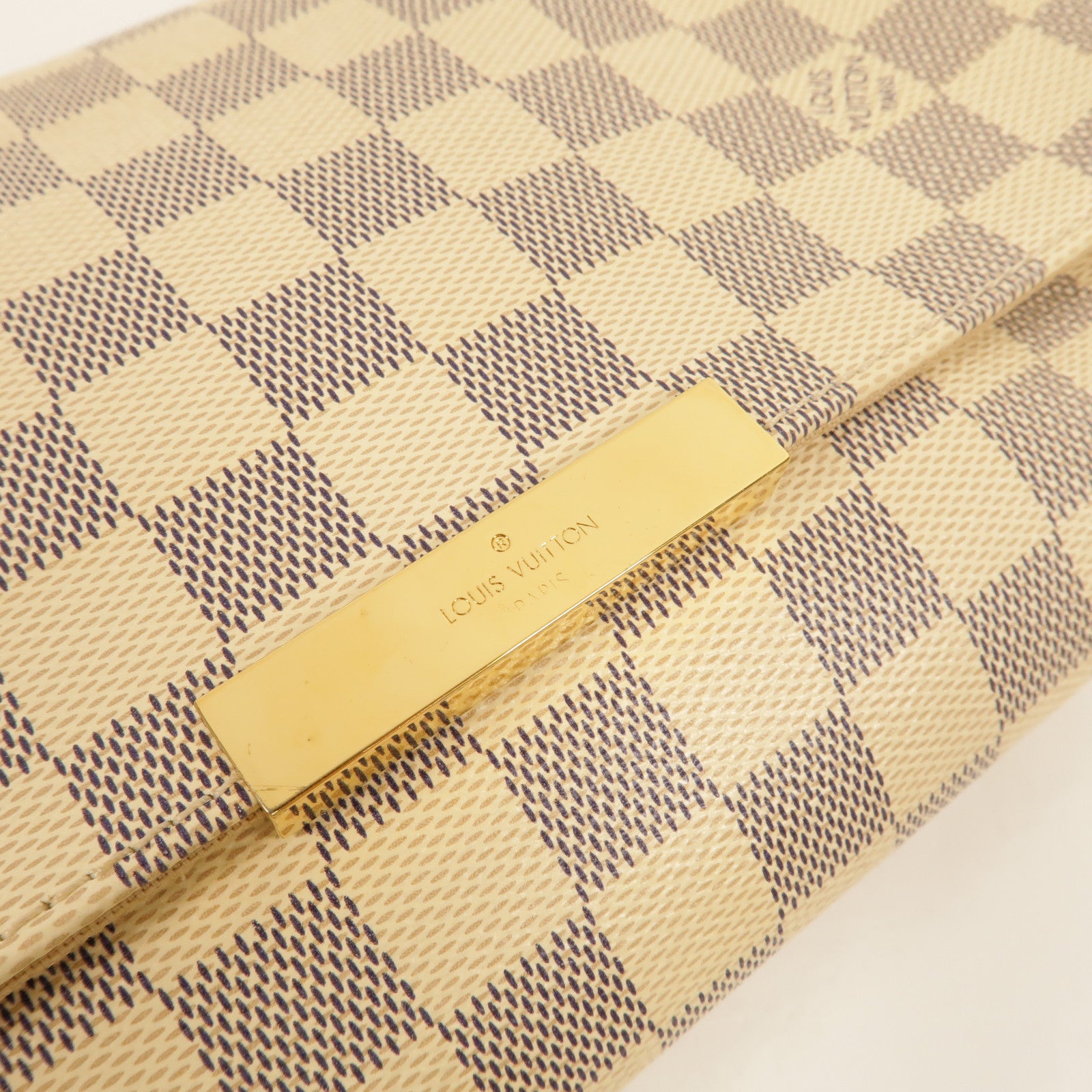 LOUIS VUITTON Damier Azur Favorite MM金扣手挽肩背兩用袋白色