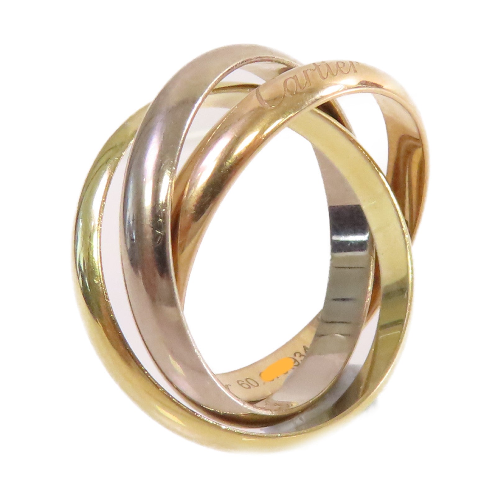 CARTIER 18K黃金/白金/玫瑰金Trinity Ring戒指#60/US#7.75