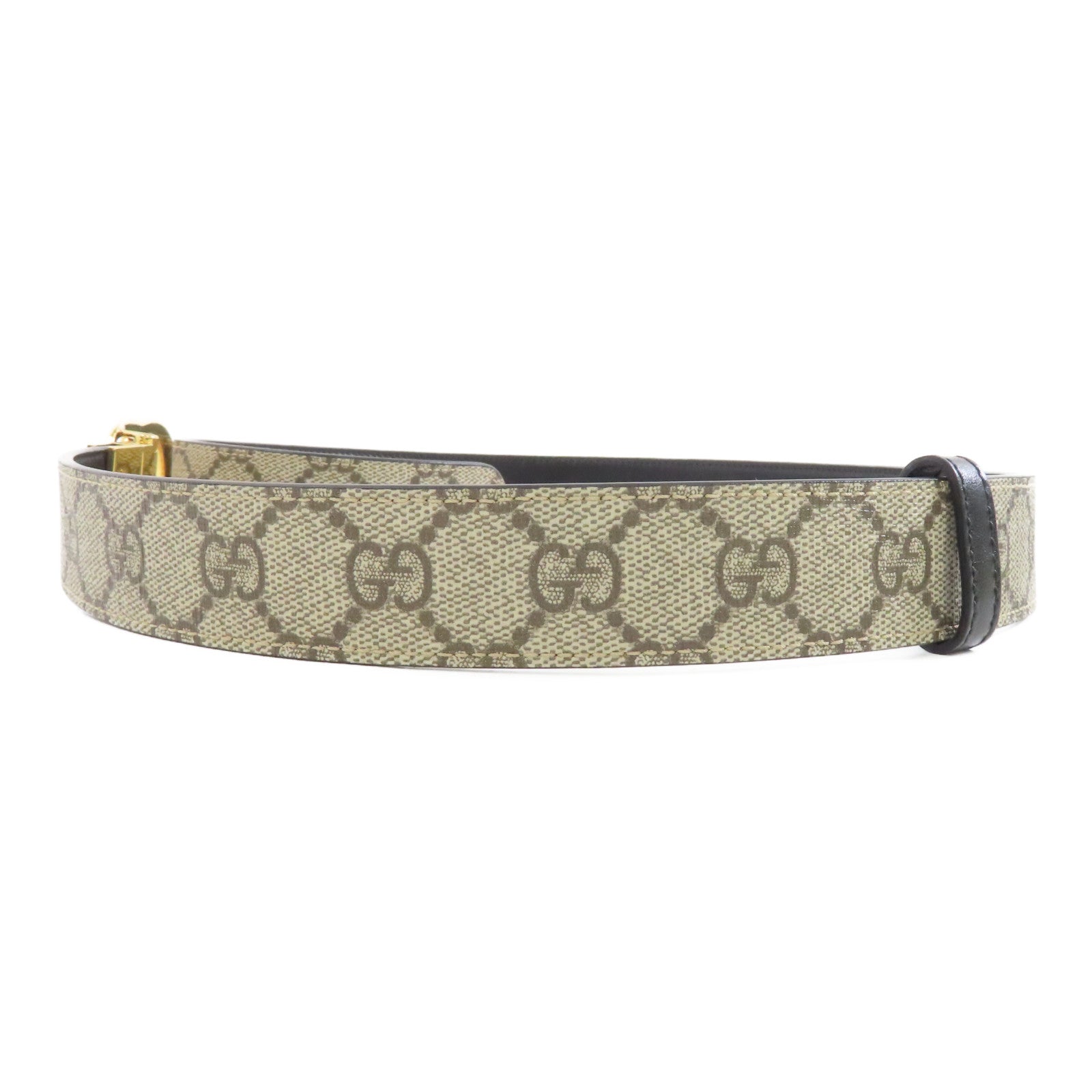 GUCCI 塗層帆布Belt 85cm金扣皮帶棕色