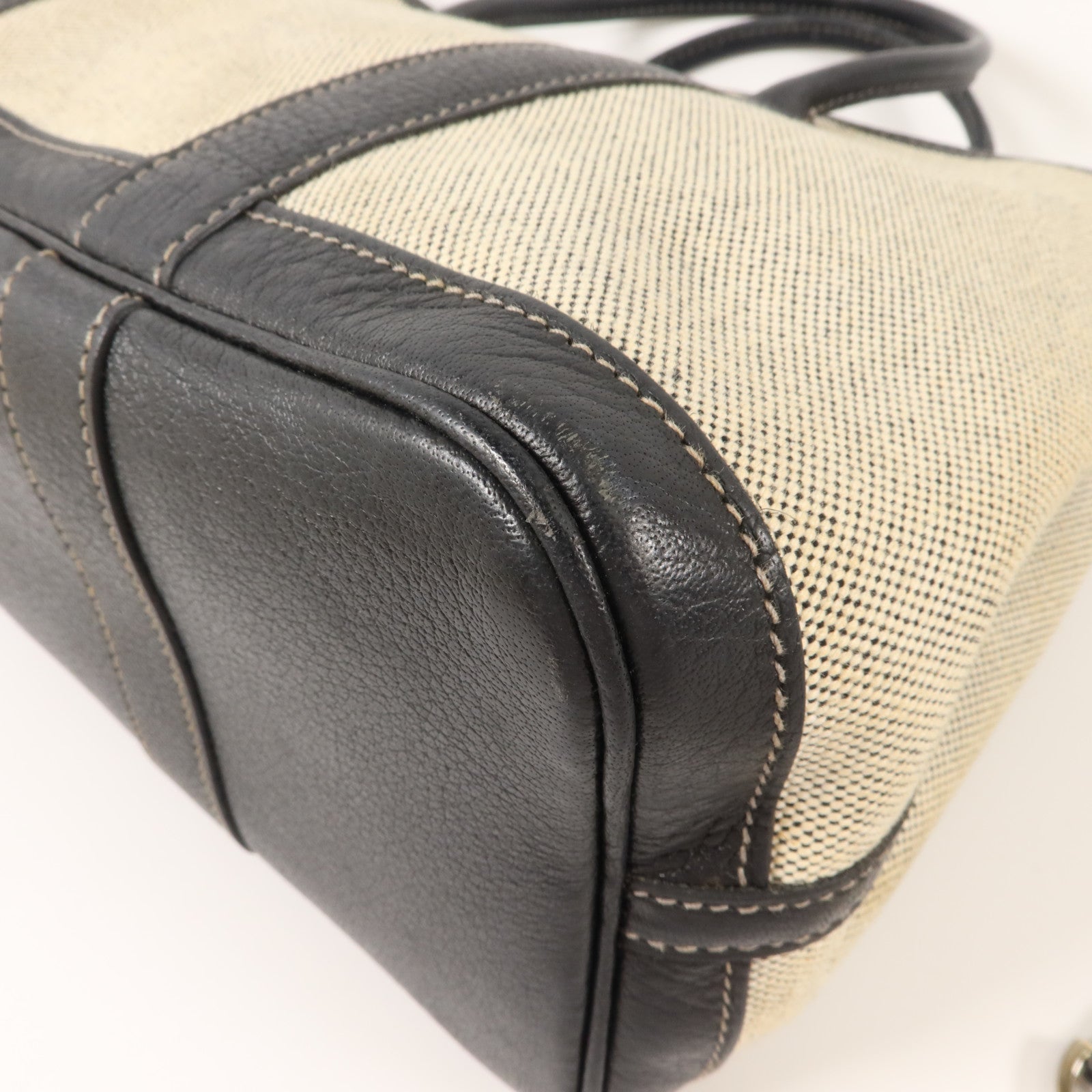 HERMES 帆布/牛皮皮革Garden Party TPM With Strap手挽袋Noir