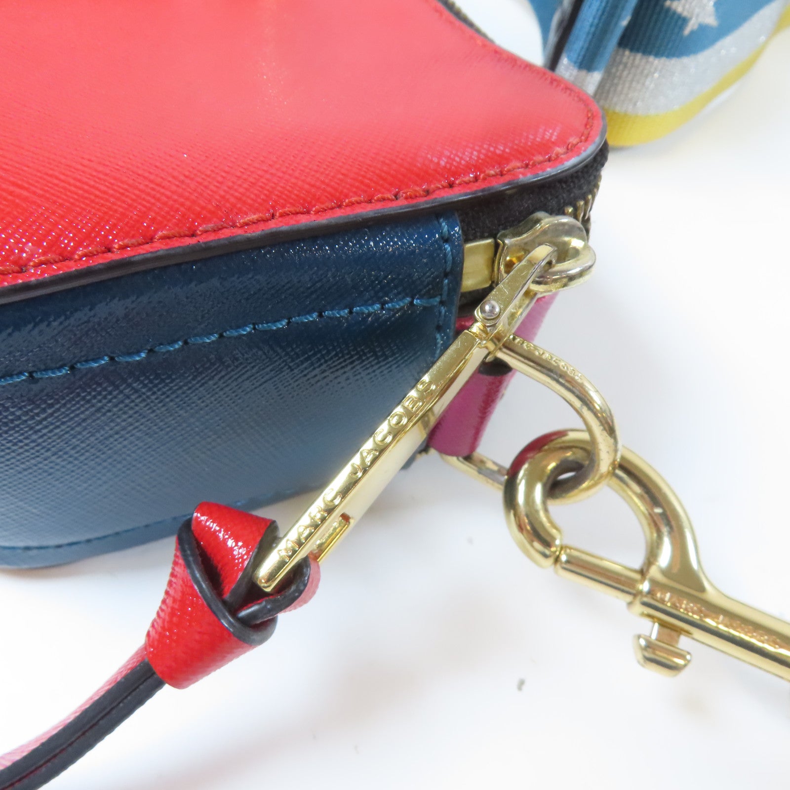 MARC JACOBS 牛皮皮革Shoulder Bag金扣肩背袋紅色/藍色/紫紅色