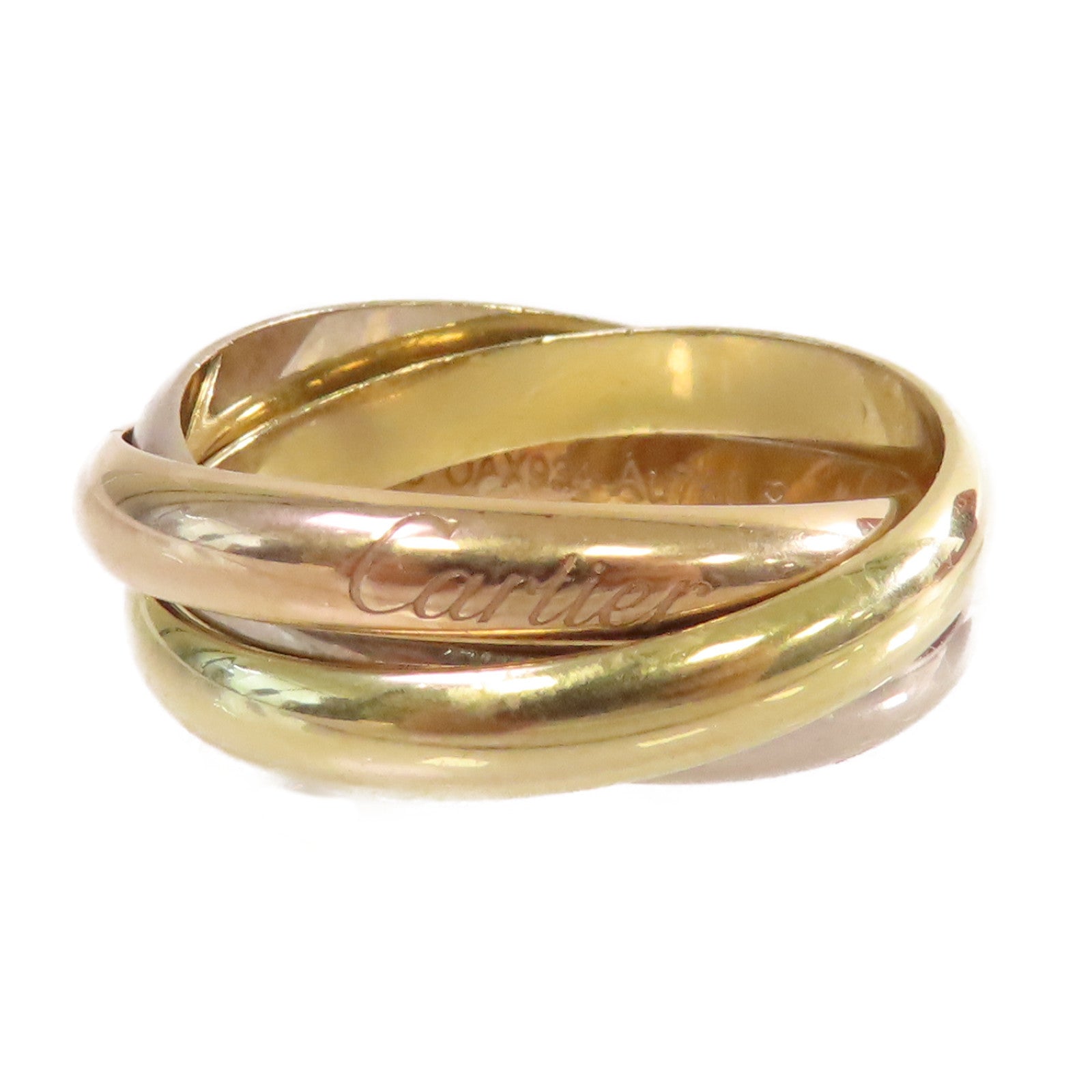 CARTIER 18K黃金/白金/玫瑰金Trinity Ring戒指#60/US#7.75
