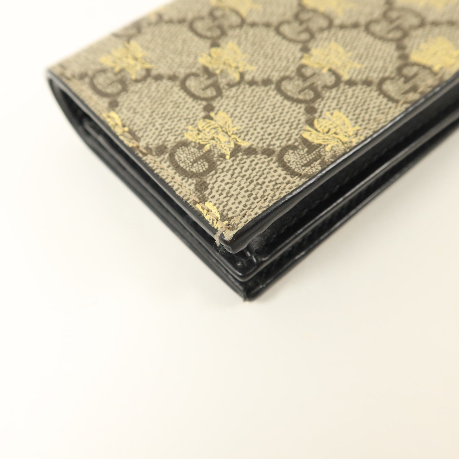 GUCCI 塗層帆布/牛皮皮革GG Supreme Bees Folded Wallet錢包