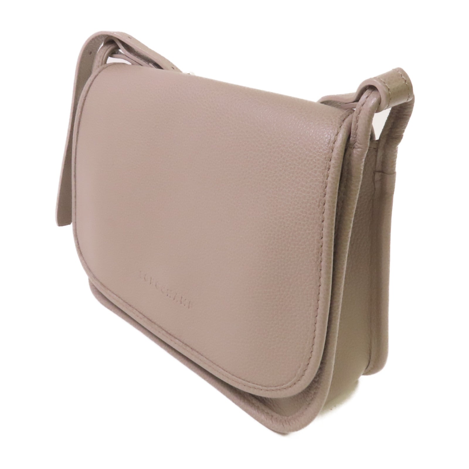 Longchamp 牛皮皮革Shoulder Bag金扣肩背袋灰色