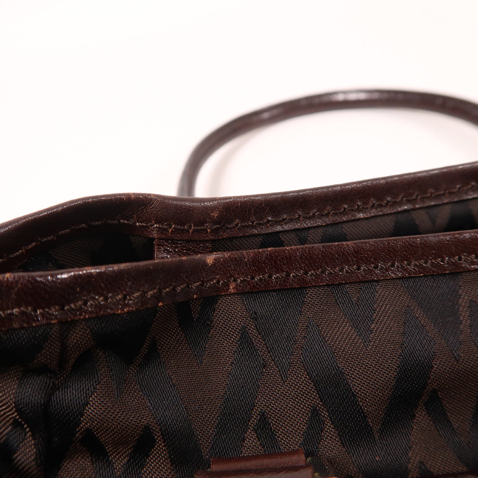 Valentino 帆布/皮革Tote Bag銀扣手挽袋啡色