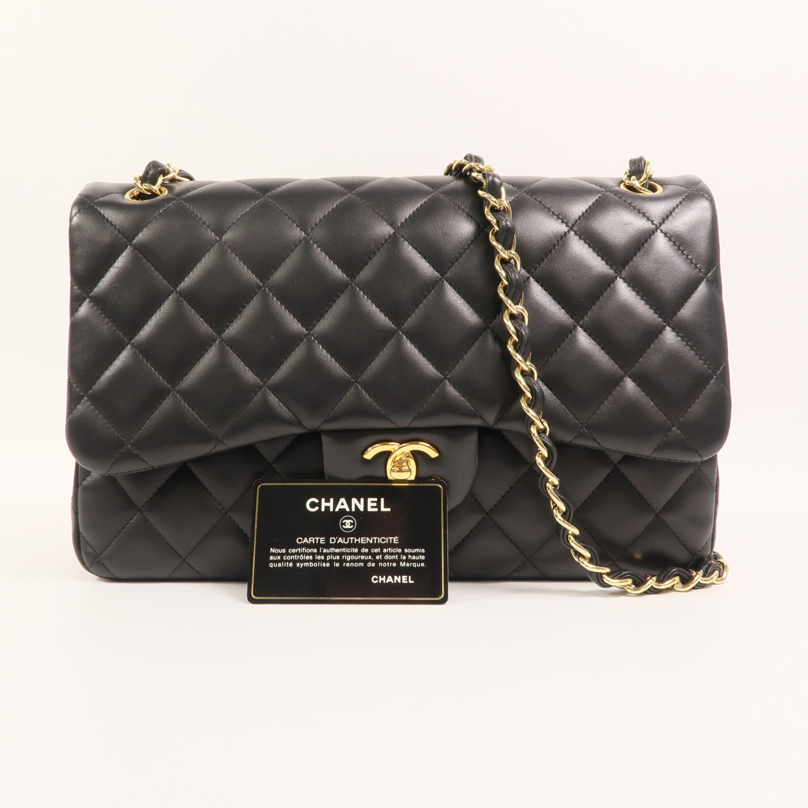 CHANEL 羊皮皮革Classic Jumbo鏈帶肩背袋