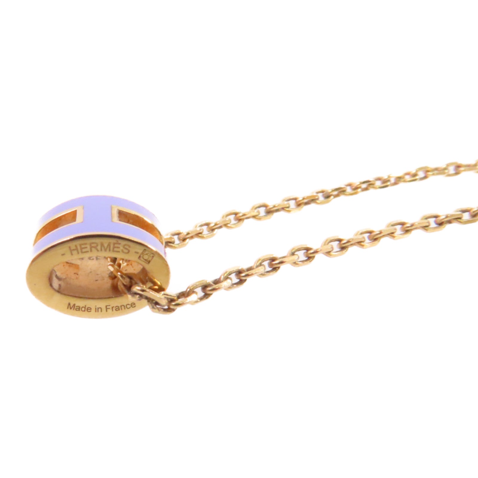 HERMES 金屬/琺瑯Mini Pop H Necklace項鏈紫色/金色