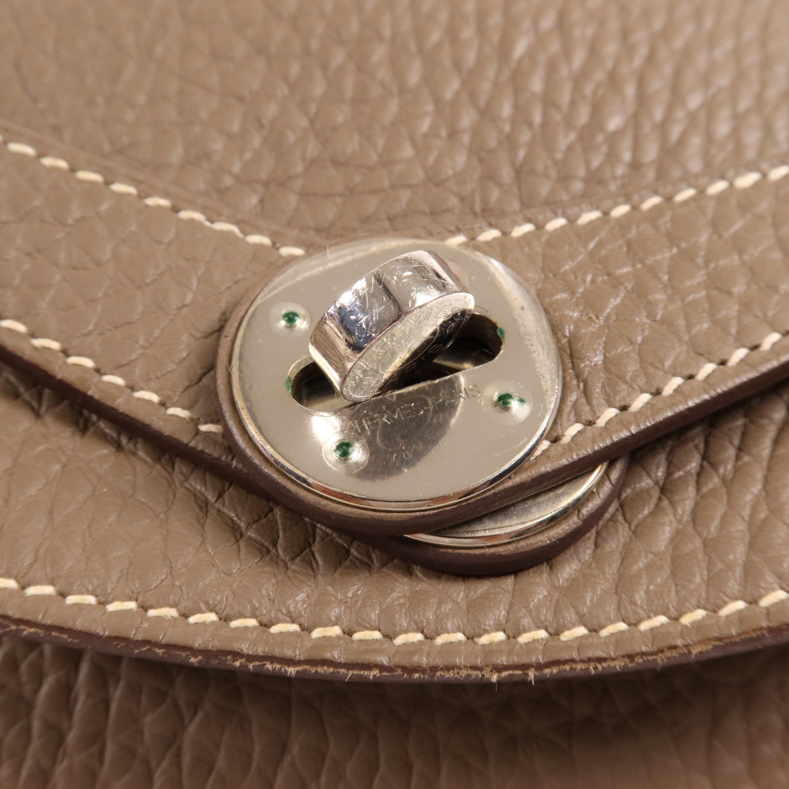 HERMES Clemence皮革Lindy 30銀扣手挽肩背兩用袋Etoupe