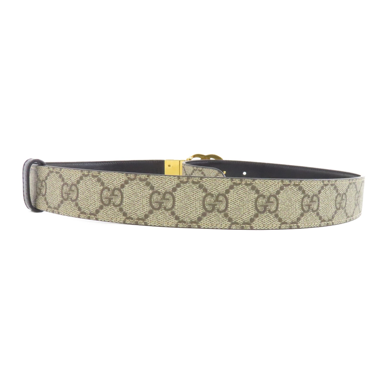 GUCCI 塗層帆布Belt 85cm金扣皮帶棕色