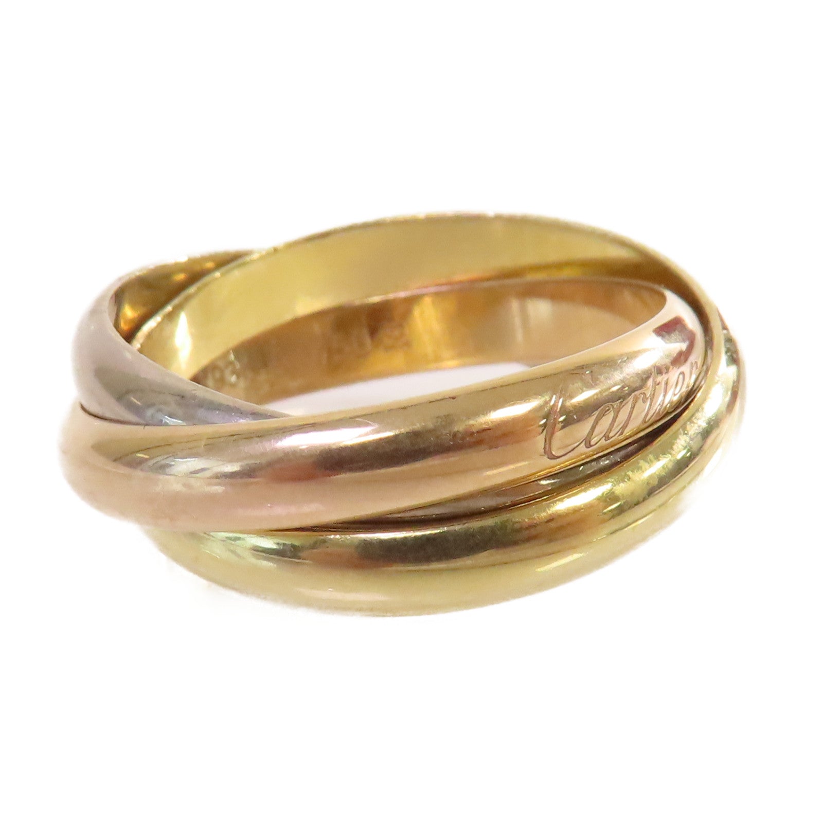 CARTIER 18K黃金/白金/玫瑰金Trinity Ring戒指#60/US#7.75