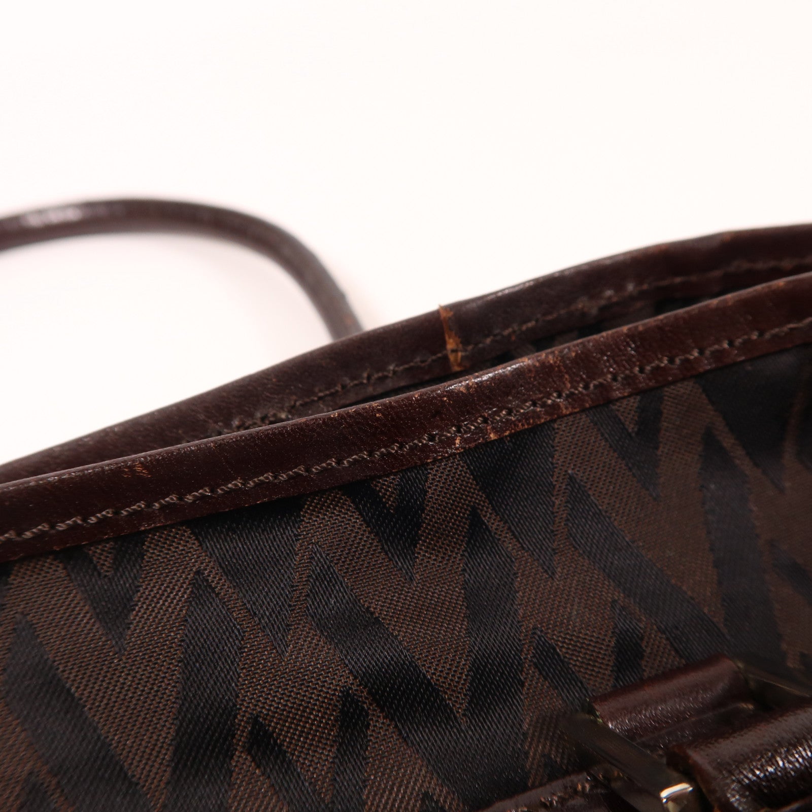 Valentino 帆布/皮革Tote Bag銀扣手挽袋啡色