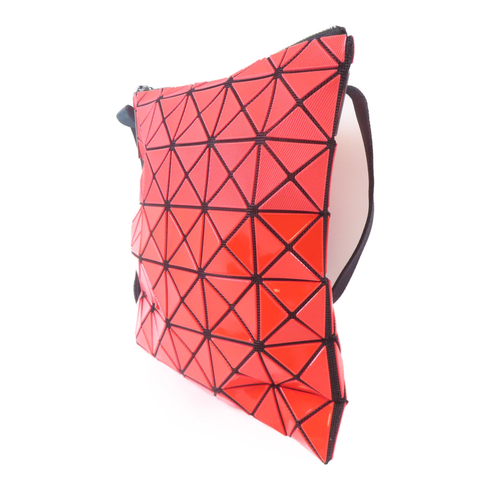 BAOBAO ISSEYMIYAKE 塗層帆布Cross Carry Bag黑扣肩背袋橙紅色