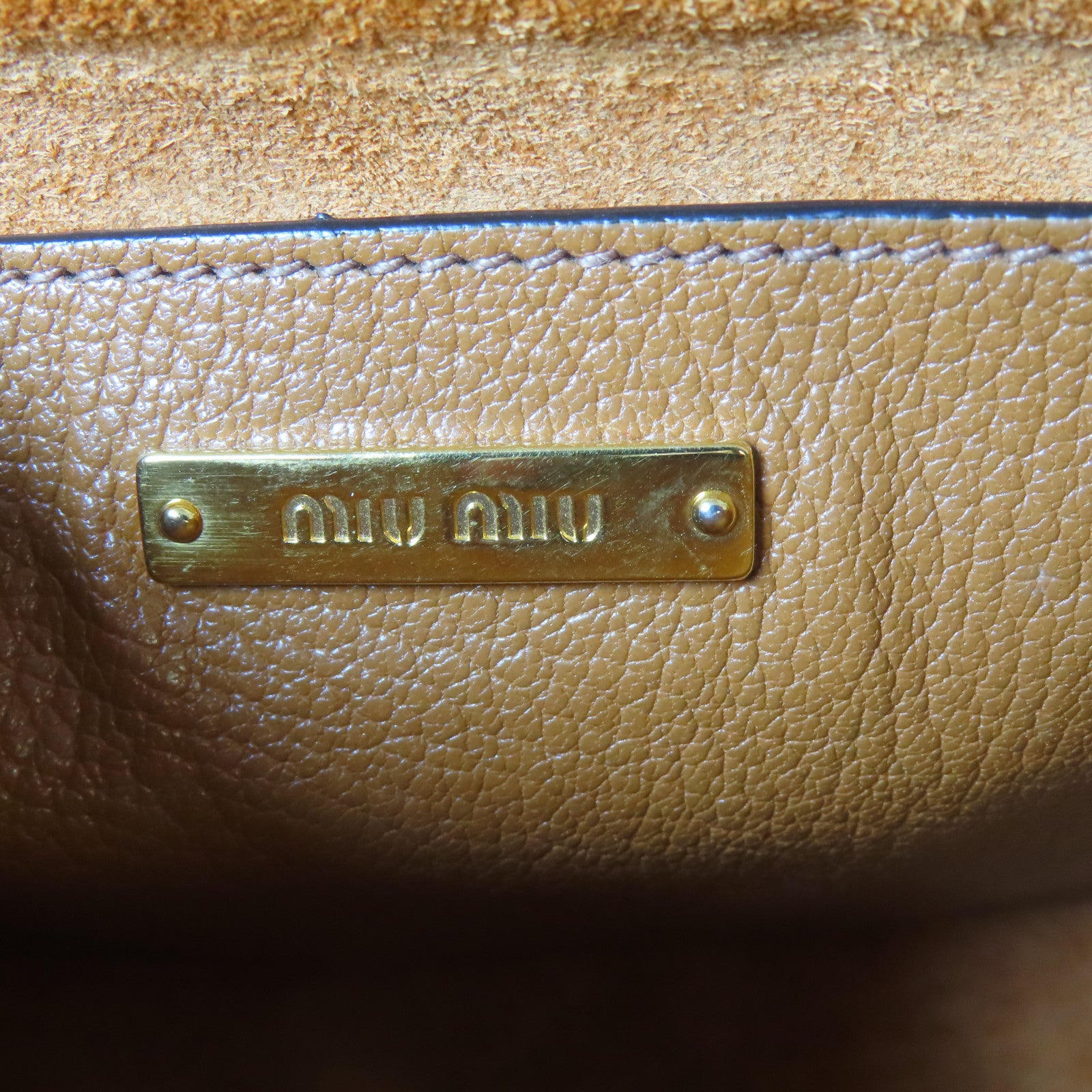 Miu Miu 牛皮皮革2 Way Shoulder金扣手挽肩背兩用袋啡色