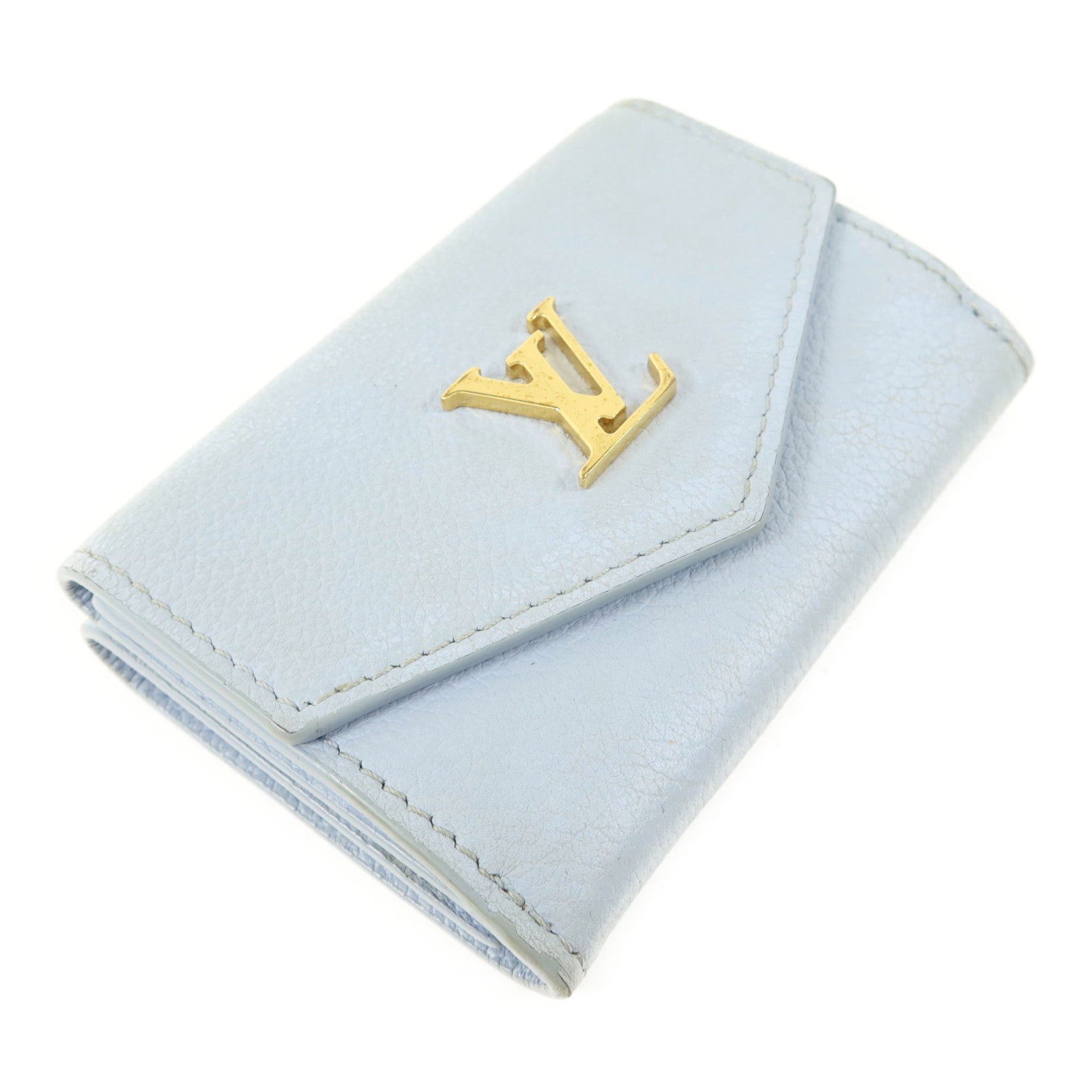 LOUIS VUITTON 牛皮皮革Lock Mini Fold Wallet金扣錢包