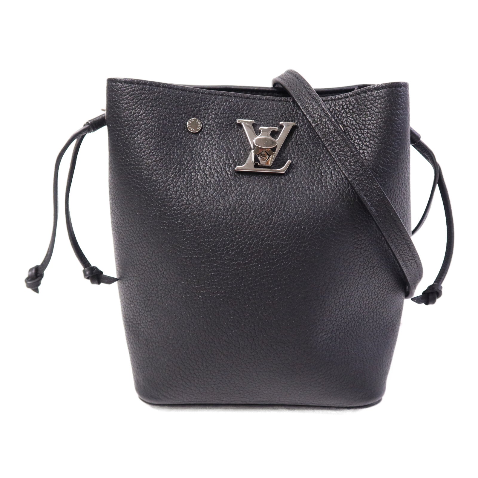 LOUIS VUITTON 牛皮皮革Nano Lockme銀扣肩背袋