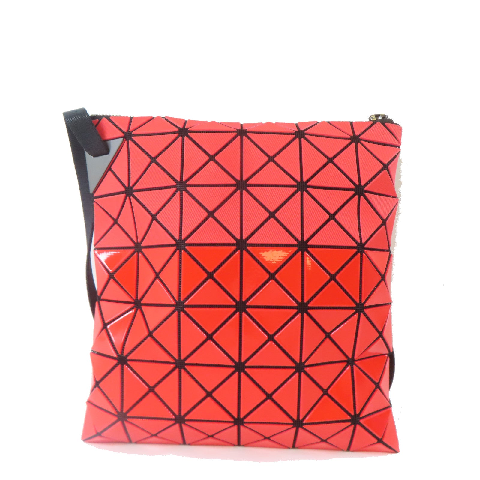 BAOBAO ISSEYMIYAKE 塗層帆布Cross Carry Bag黑扣肩背袋橙紅色