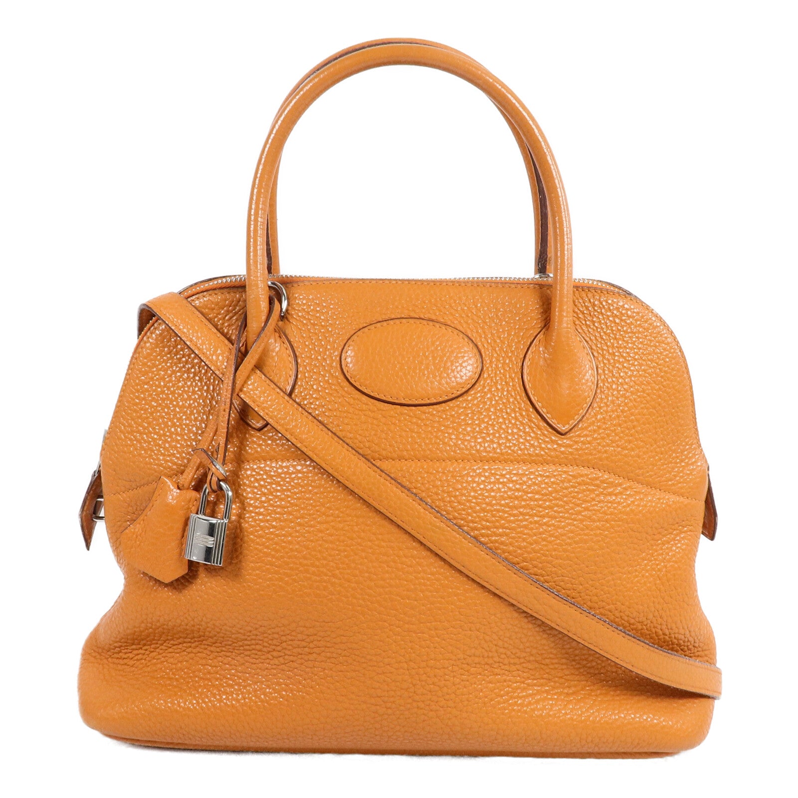 HERMES Clemence皮革Bolide 31手挽袋Orange
