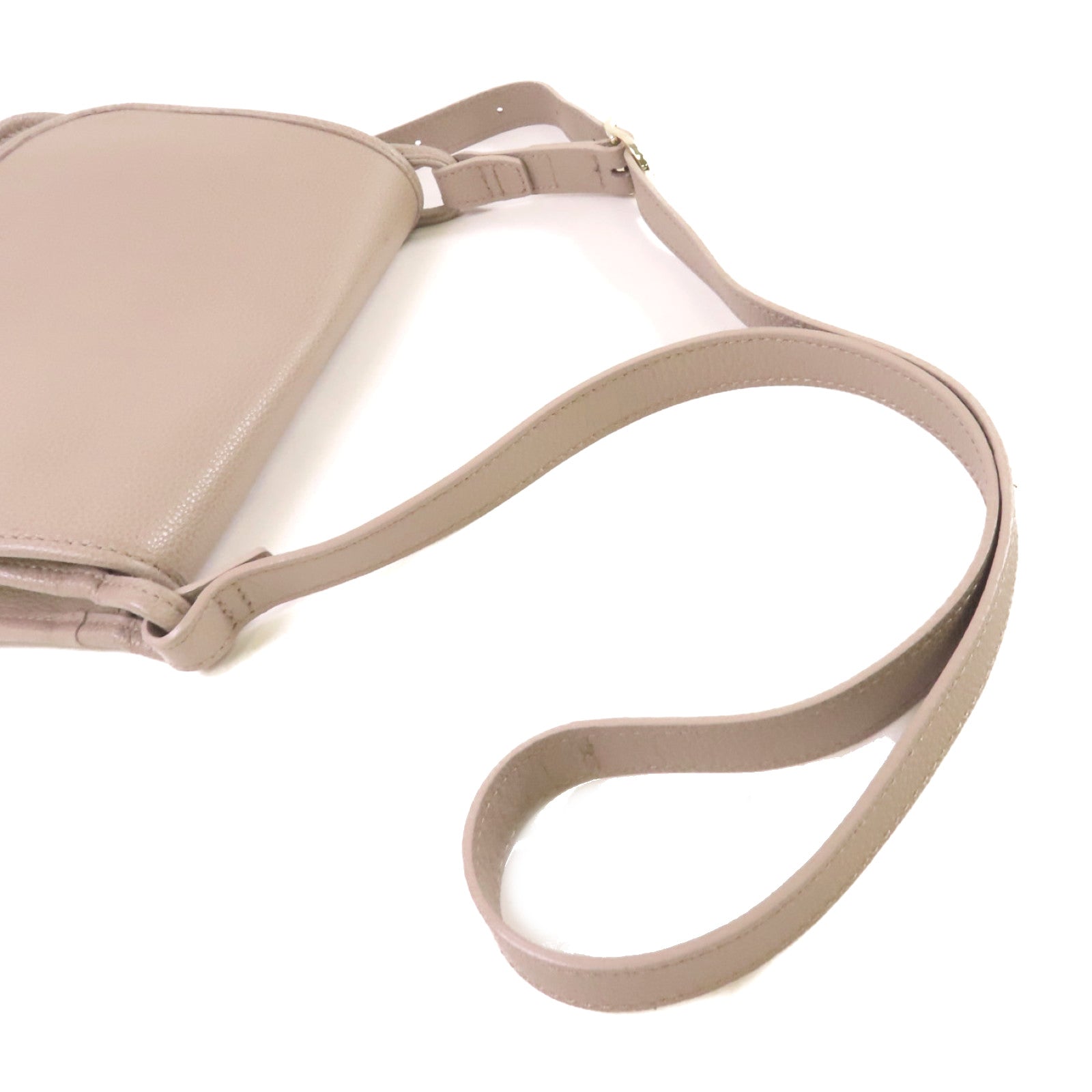 Longchamp 牛皮皮革Shoulder Bag金扣肩背袋灰色