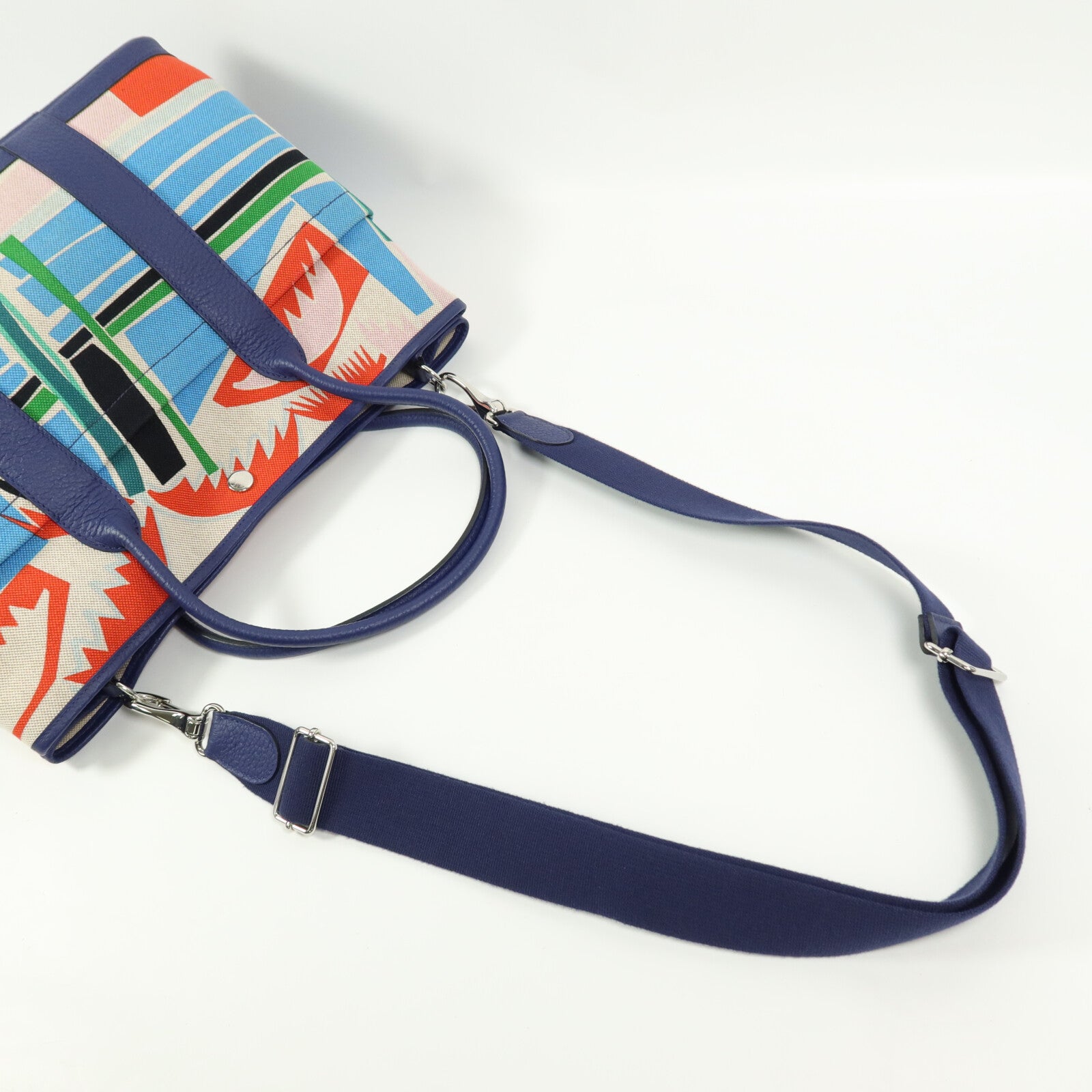HERMES Canvas/Negonda皮革Garden Party PM Pocket手挽肩背兩用袋Multi Color