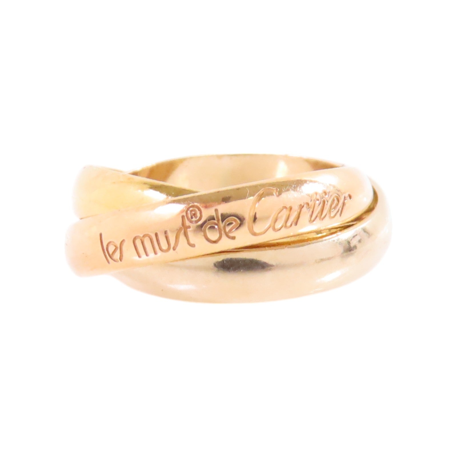 CARTIER 18K黃金/白金/玫瑰金Trinity Ring戒指Cartier#49/US#4.5