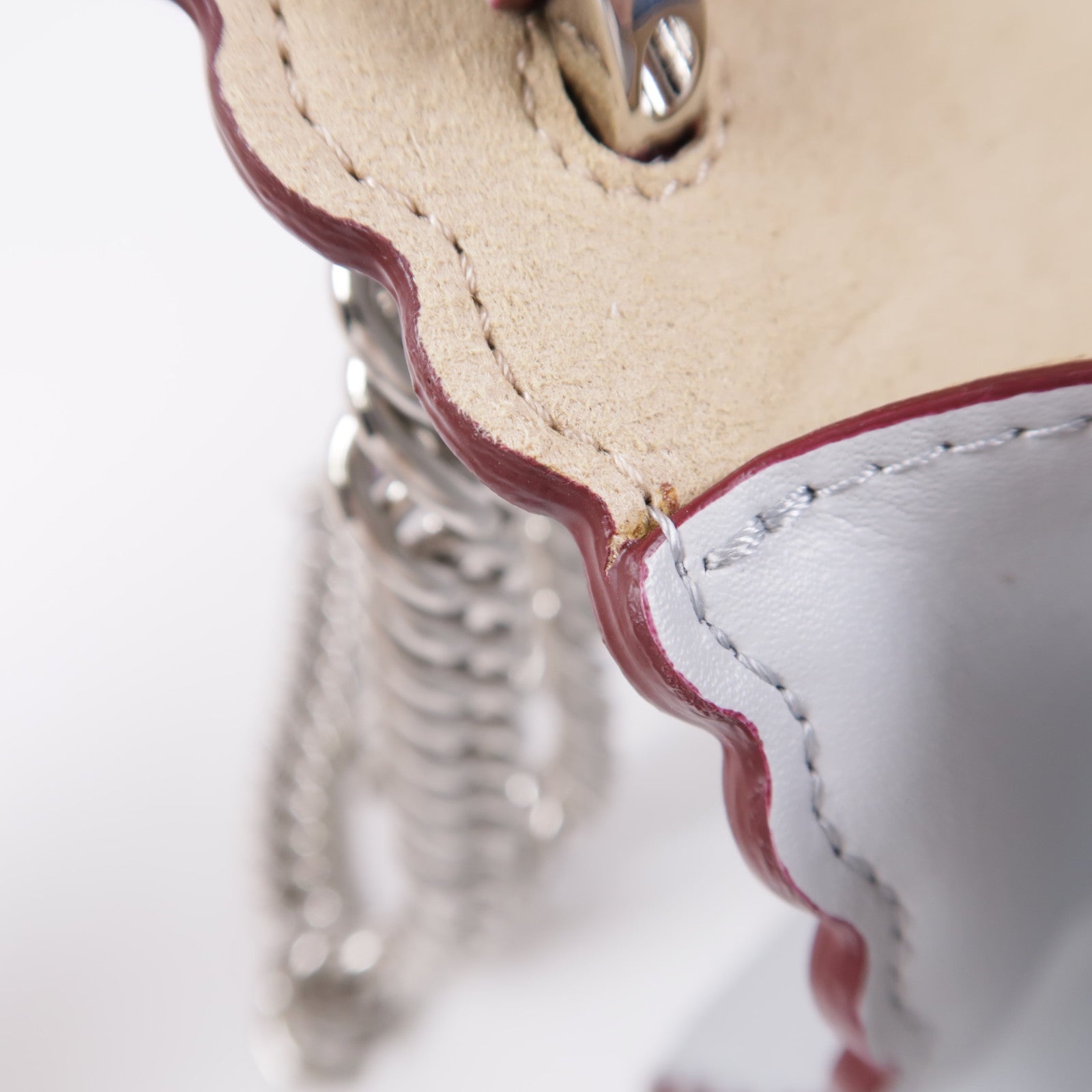 FENDI GHW Chain Shoulder Bag Calfskin Leather 8M0381 Grey