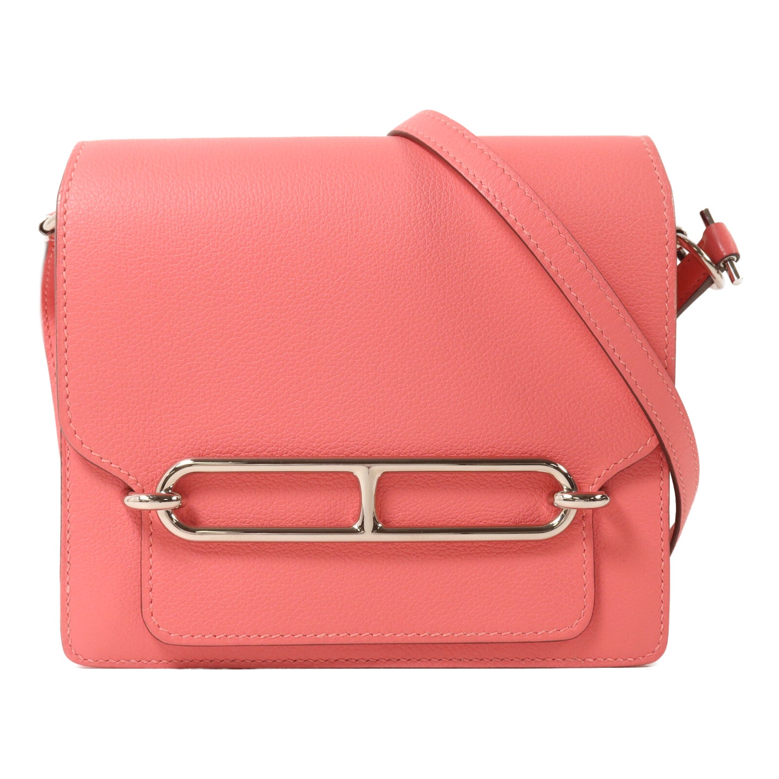 HERMES Evercolor皮革Roulis Mini肩背袋Rose Azalee/Rough H