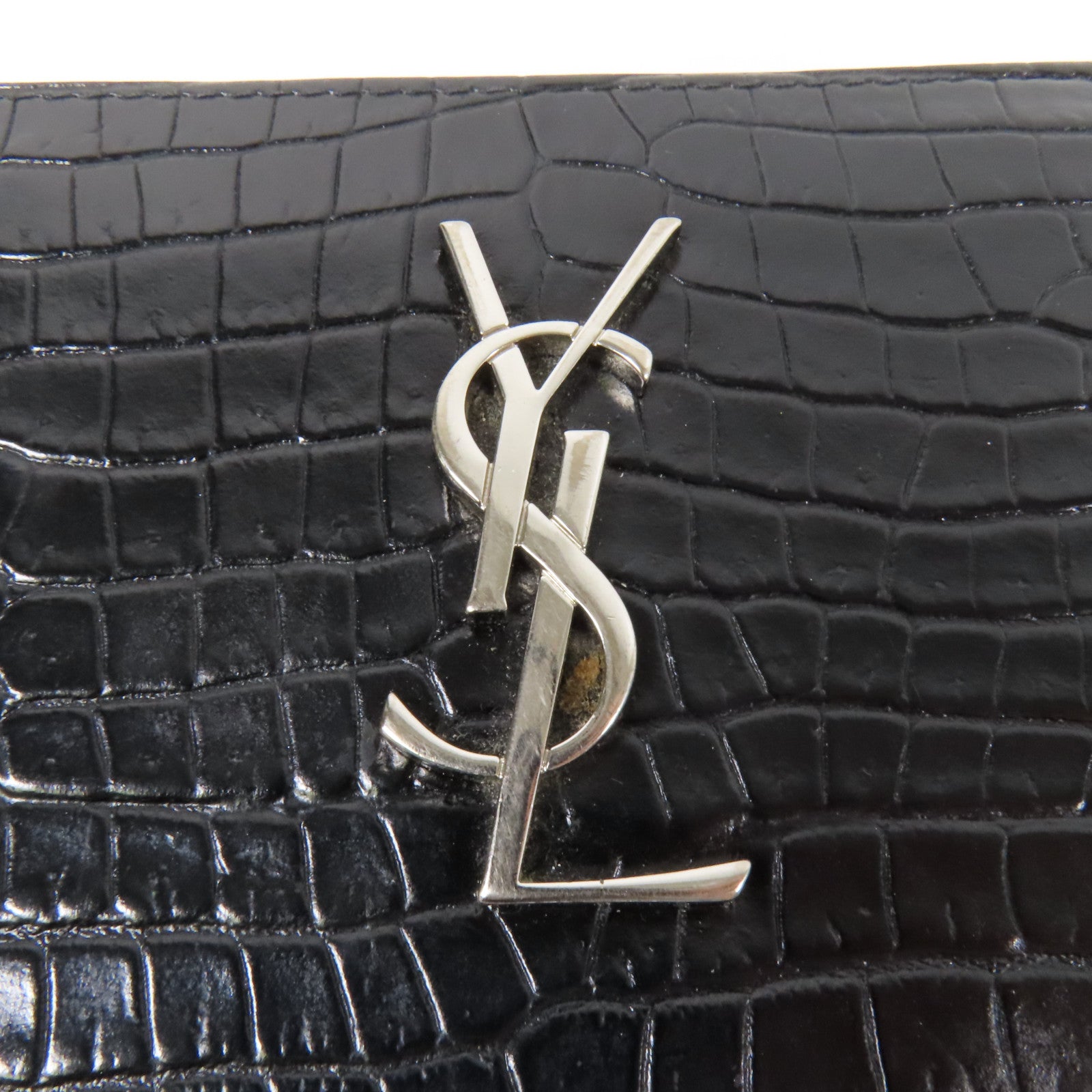 SAINT LAURENT 牛皮皮革Embossed Wallet銀扣錢包