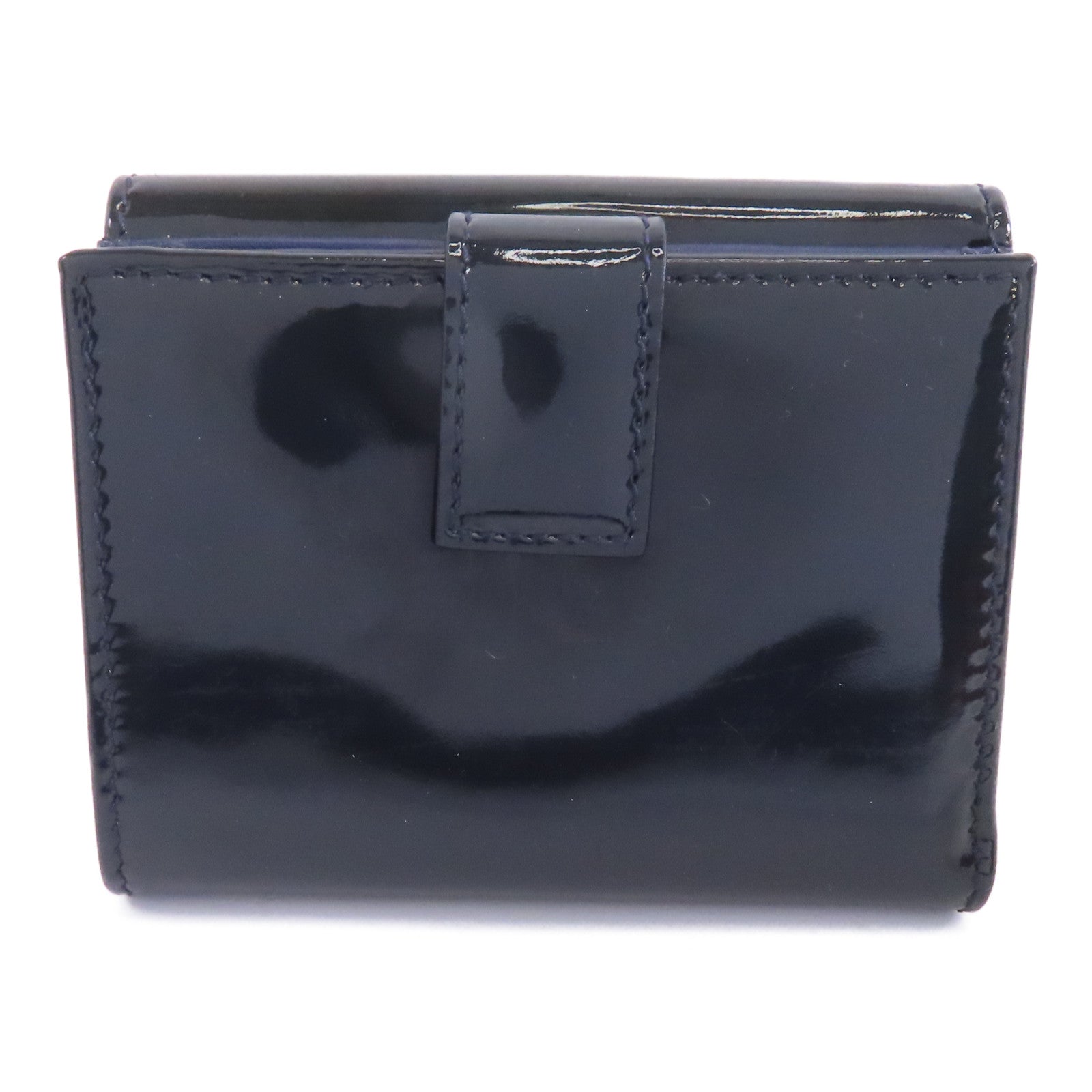 Salvatore Ferragamo 【激減優惠】漆皮皮革Wallet銀扣錢包藍色
