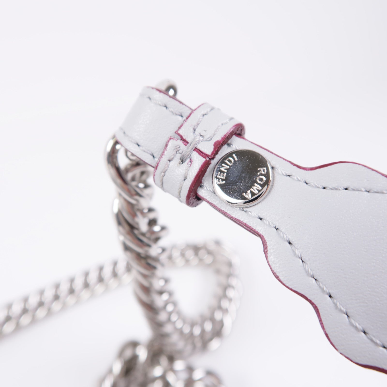 FENDI GHW Chain Shoulder Bag Calfskin Leather 8M0381 Grey