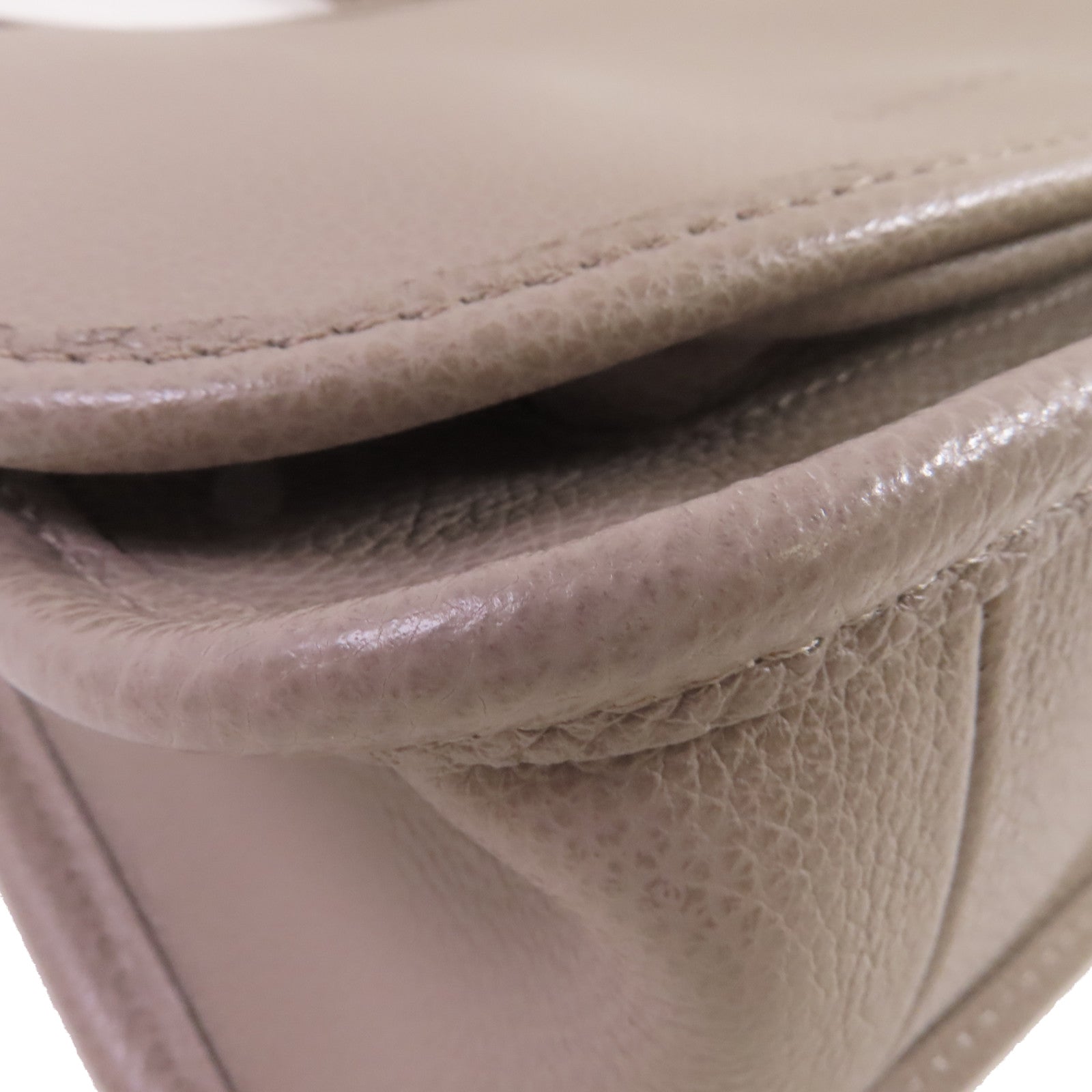 Longchamp 牛皮皮革Shoulder Bag金扣肩背袋灰色