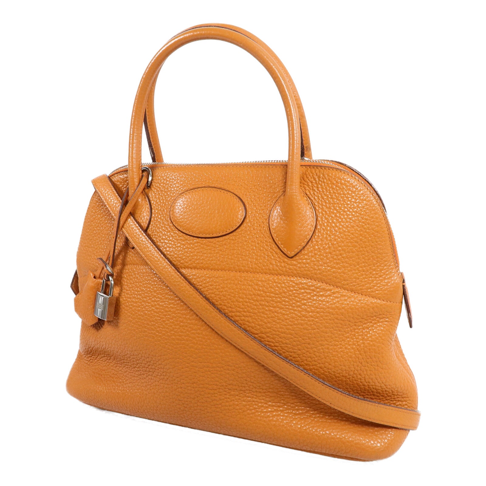HERMES Clemence皮革Bolide 31手挽袋Orange