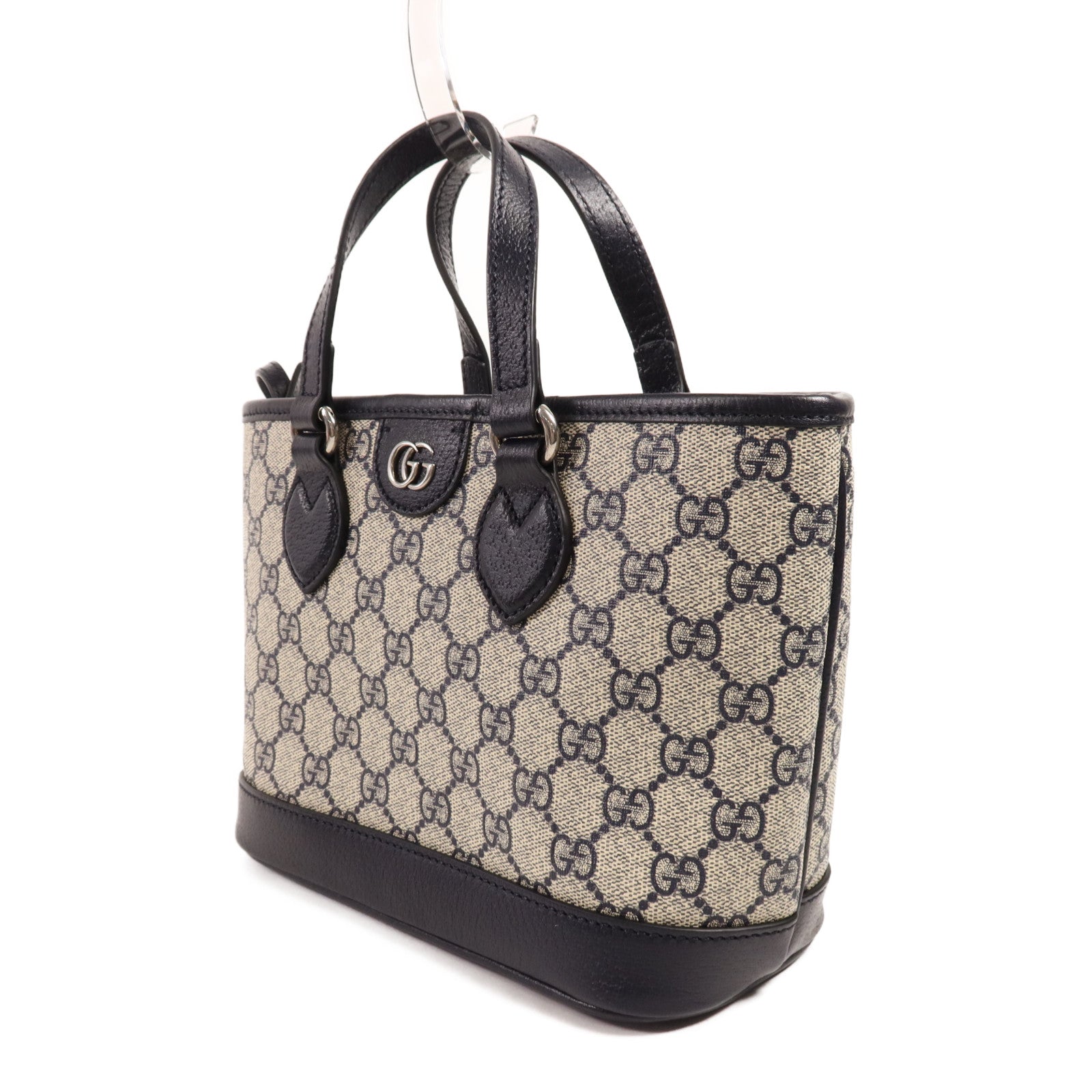 GUCCI 塗層帆布Shoulder Bag銀扣手挽肩背兩用袋