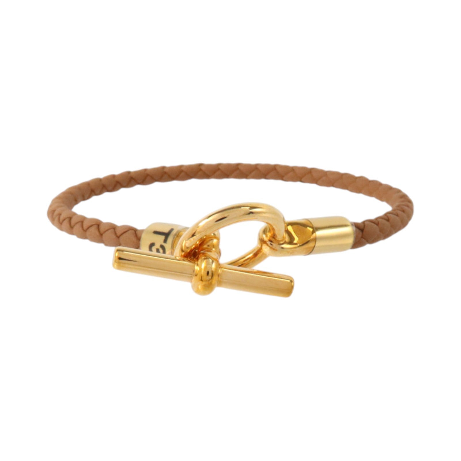 HERMES Swift皮革/金屬Glenan Bracelet金扣手鏈Gold