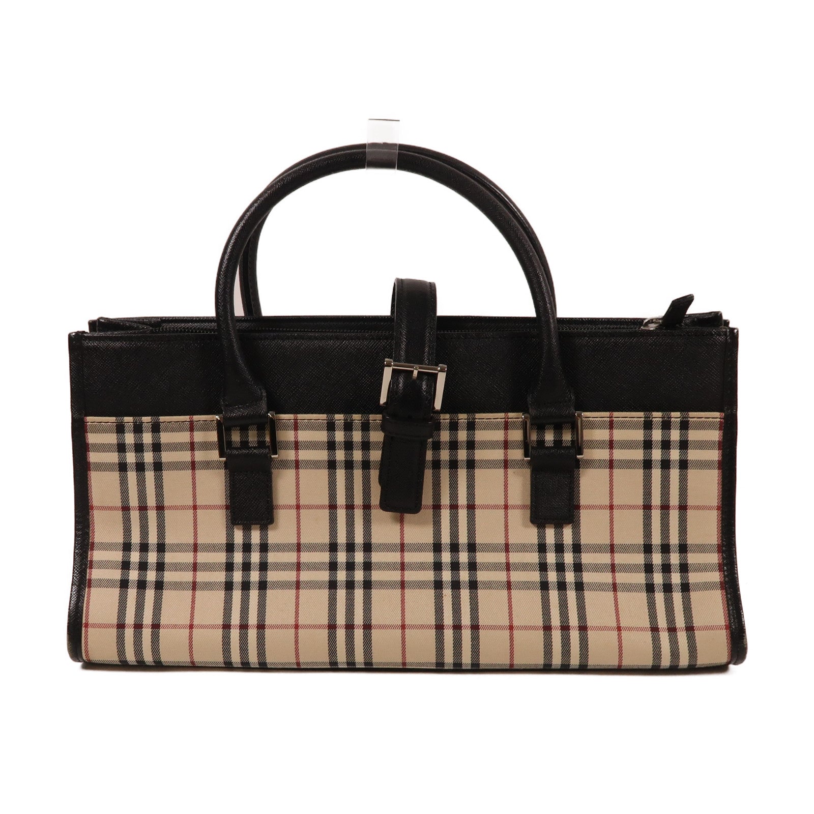 BURBERRY 塗層帆布Tote Bag銀扣手挽袋米色/黑色