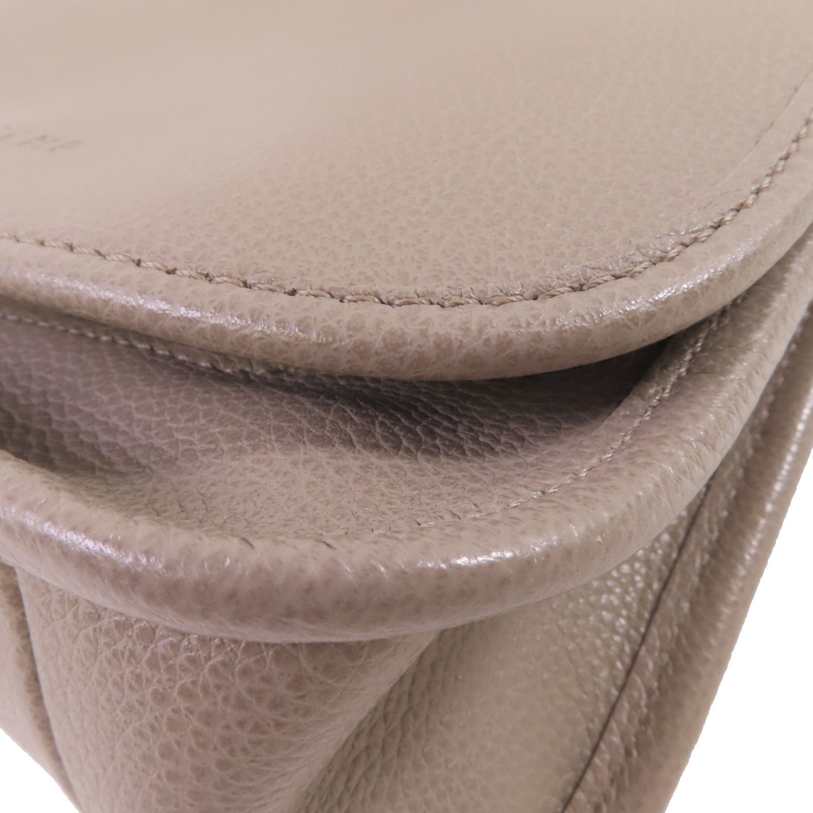 Longchamp 牛皮皮革Shoulder Bag金扣肩背袋灰色