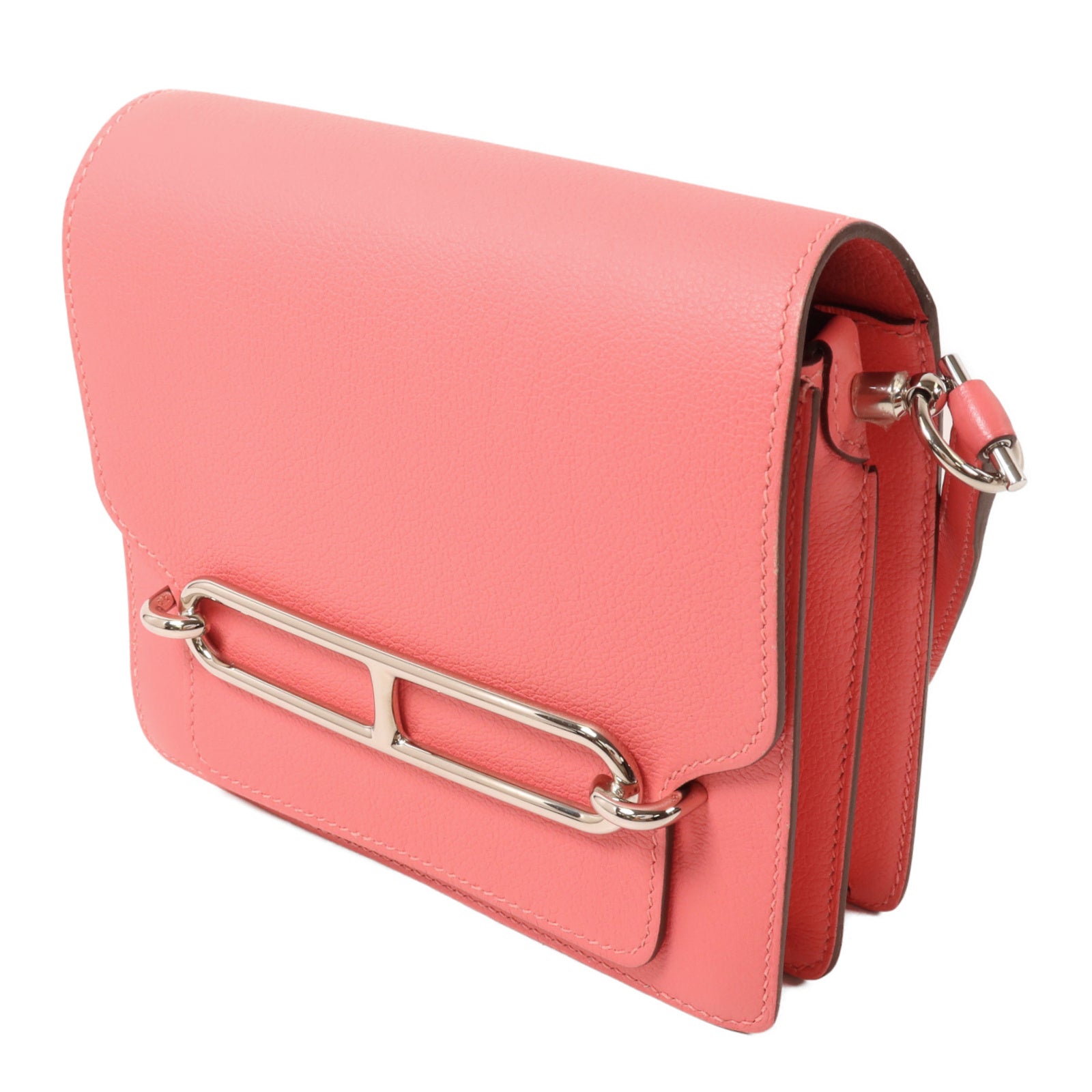 HERMES Evercolor皮革Roulis Mini肩背袋Rose Azalee/Rough H
