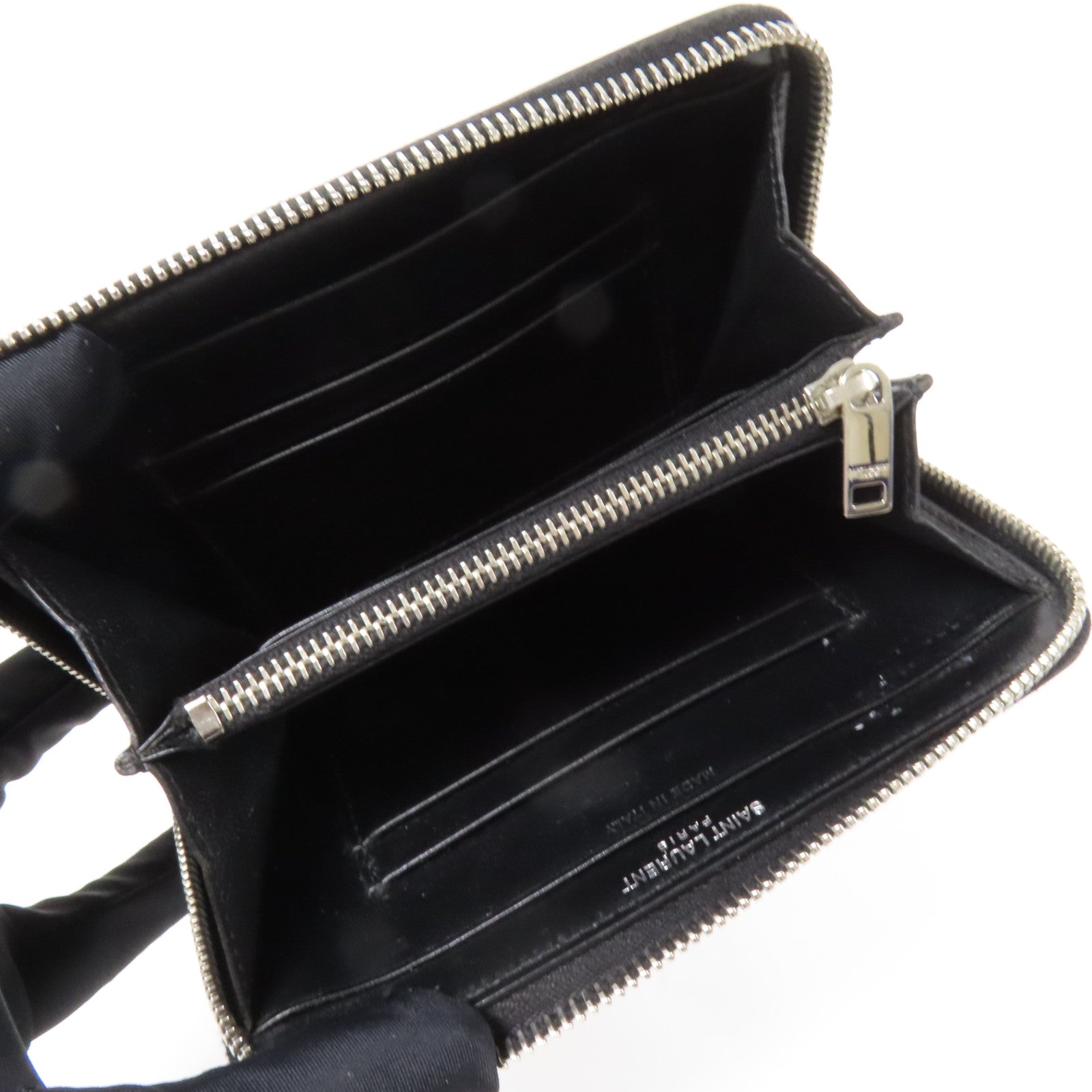 SAINT LAURENT 牛皮皮革Embossed Wallet銀扣錢包