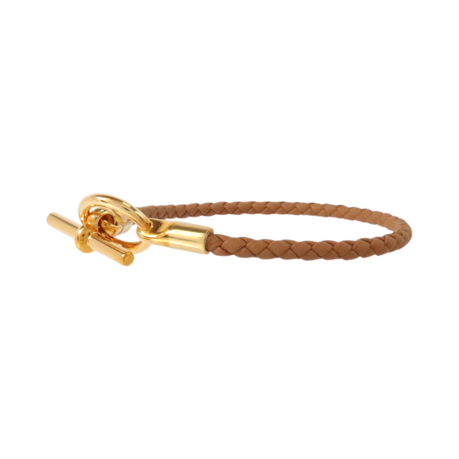 HERMES Swift皮革/金屬Glenan Bracelet金扣手鏈Gold