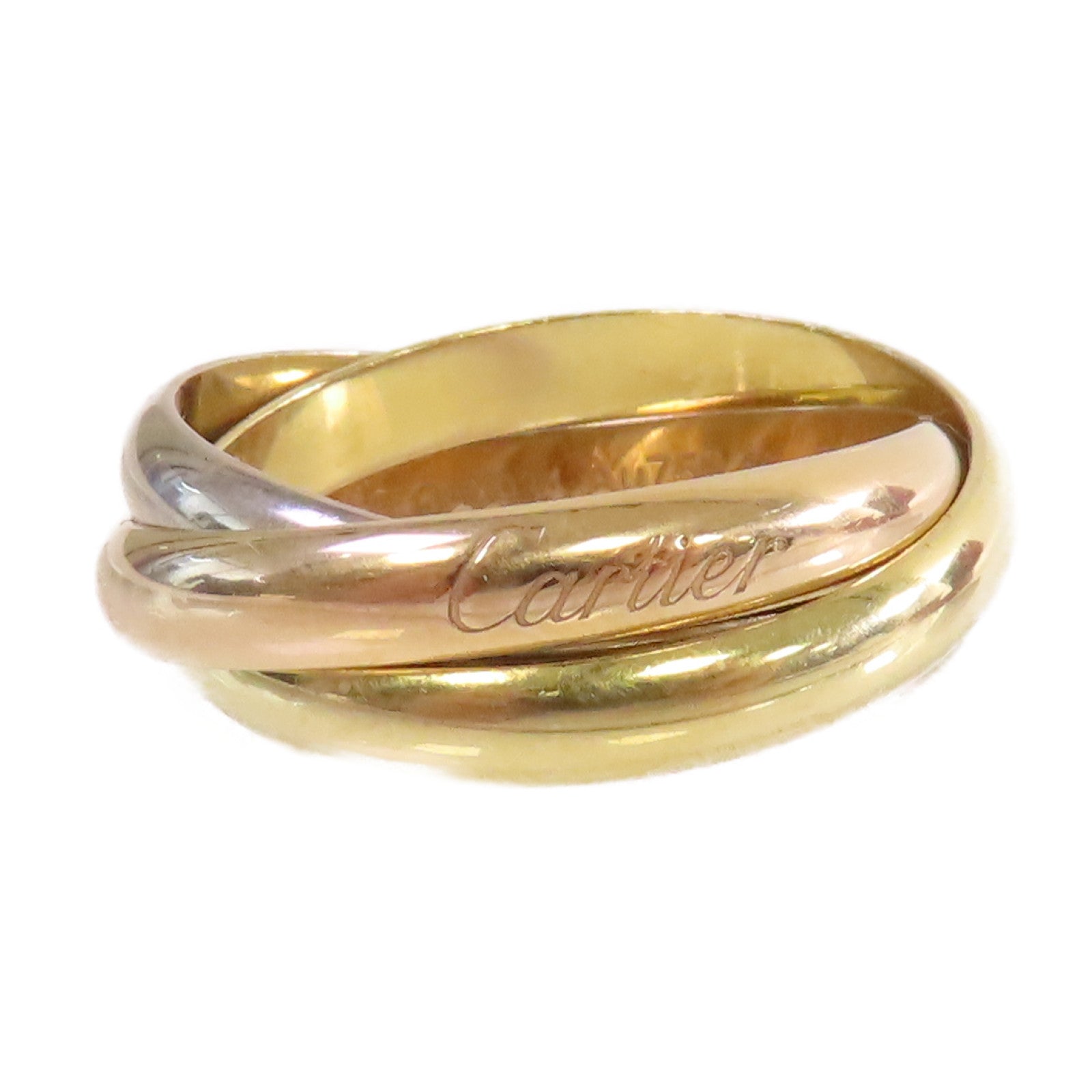 CARTIER 18K黃金/白金/玫瑰金Trinity Ring戒指#60/US#7.75