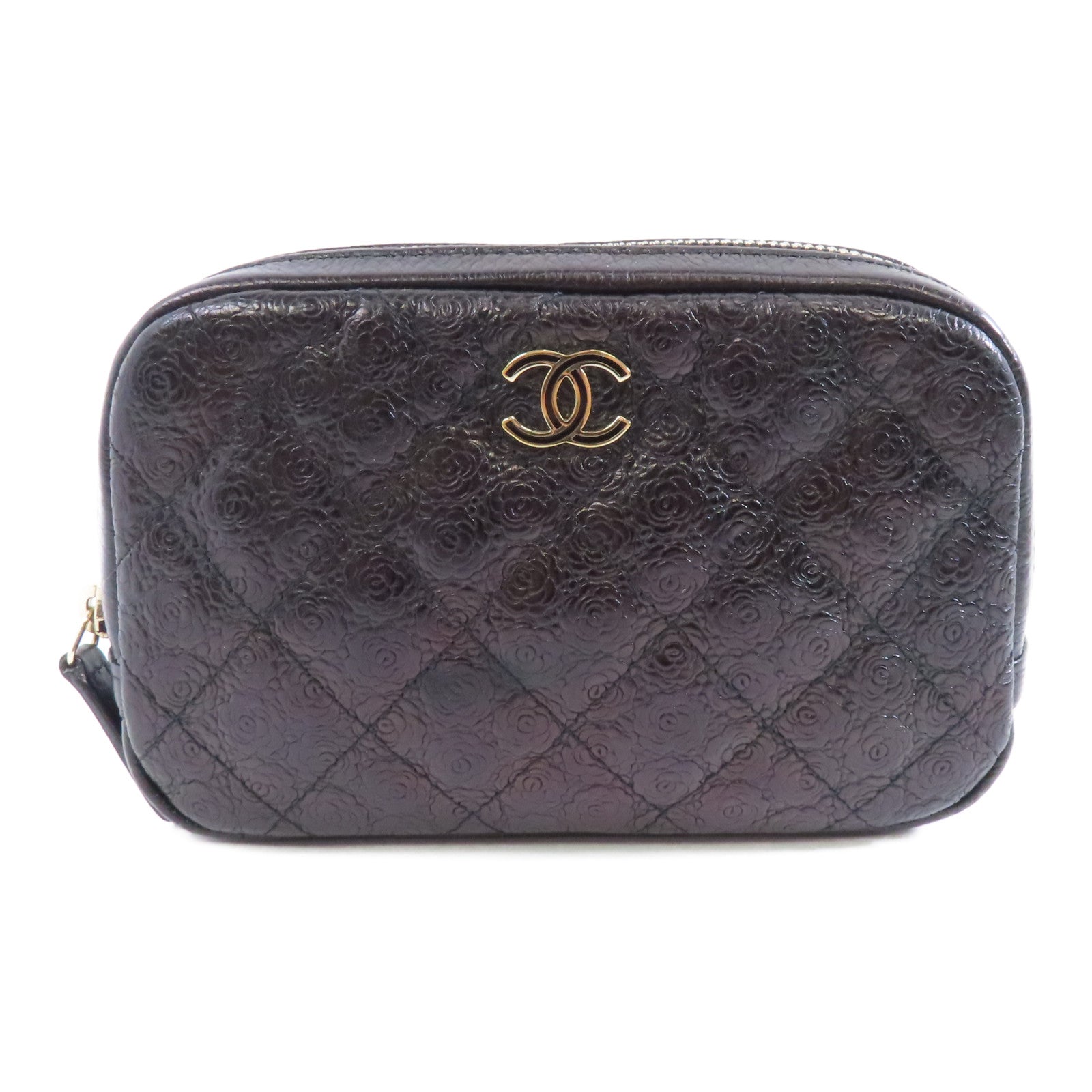 CHANEL 牛皮皮革Clutch Bag金扣黑色