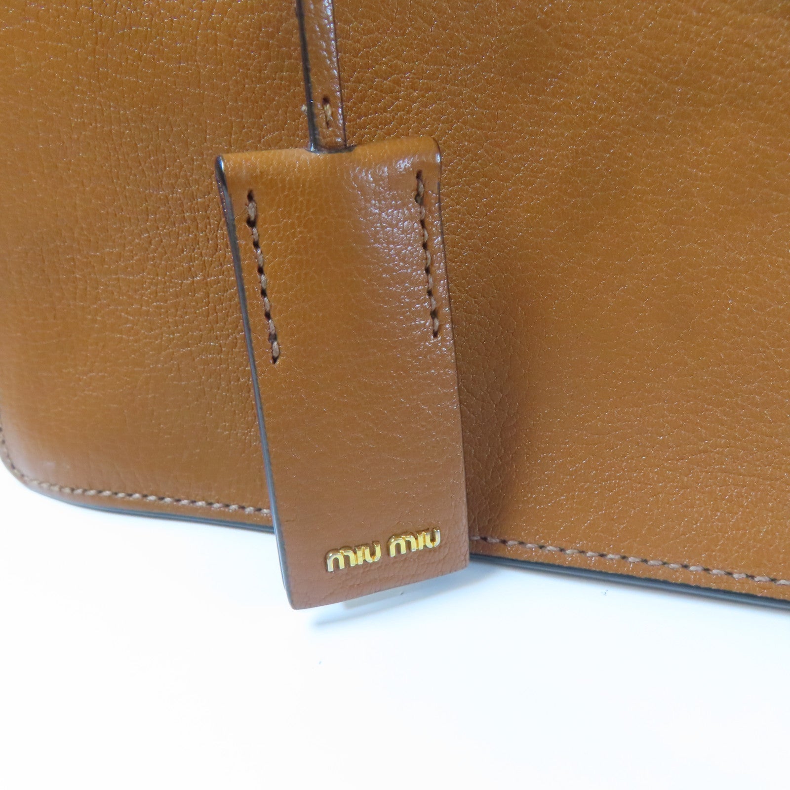 Miu Miu 牛皮皮革2 Way Shoulder金扣手挽肩背兩用袋啡色