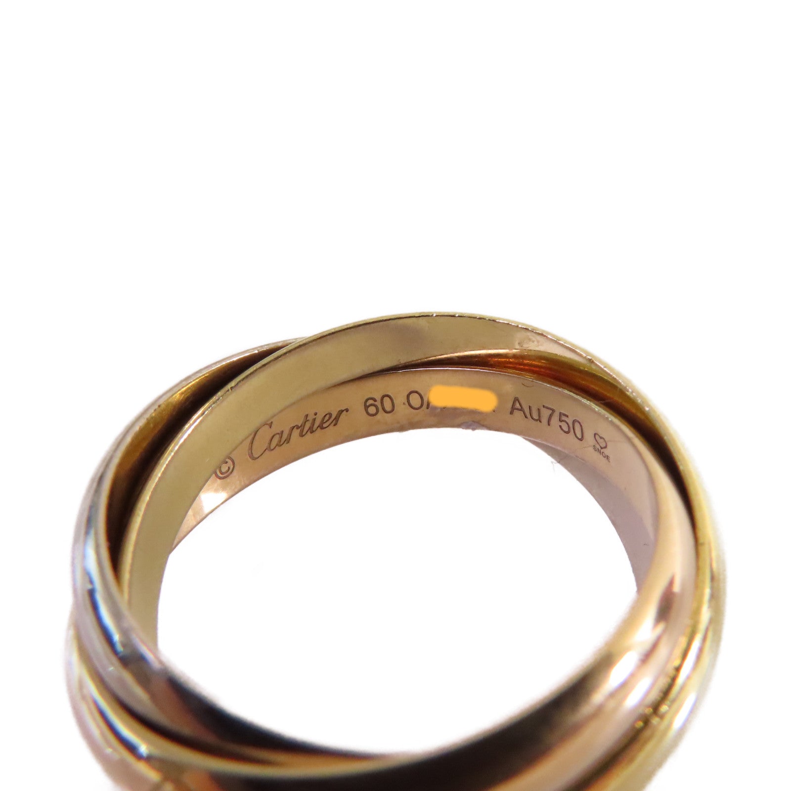 CARTIER 18K黃金/白金/玫瑰金Trinity Ring戒指#60/US#7.75