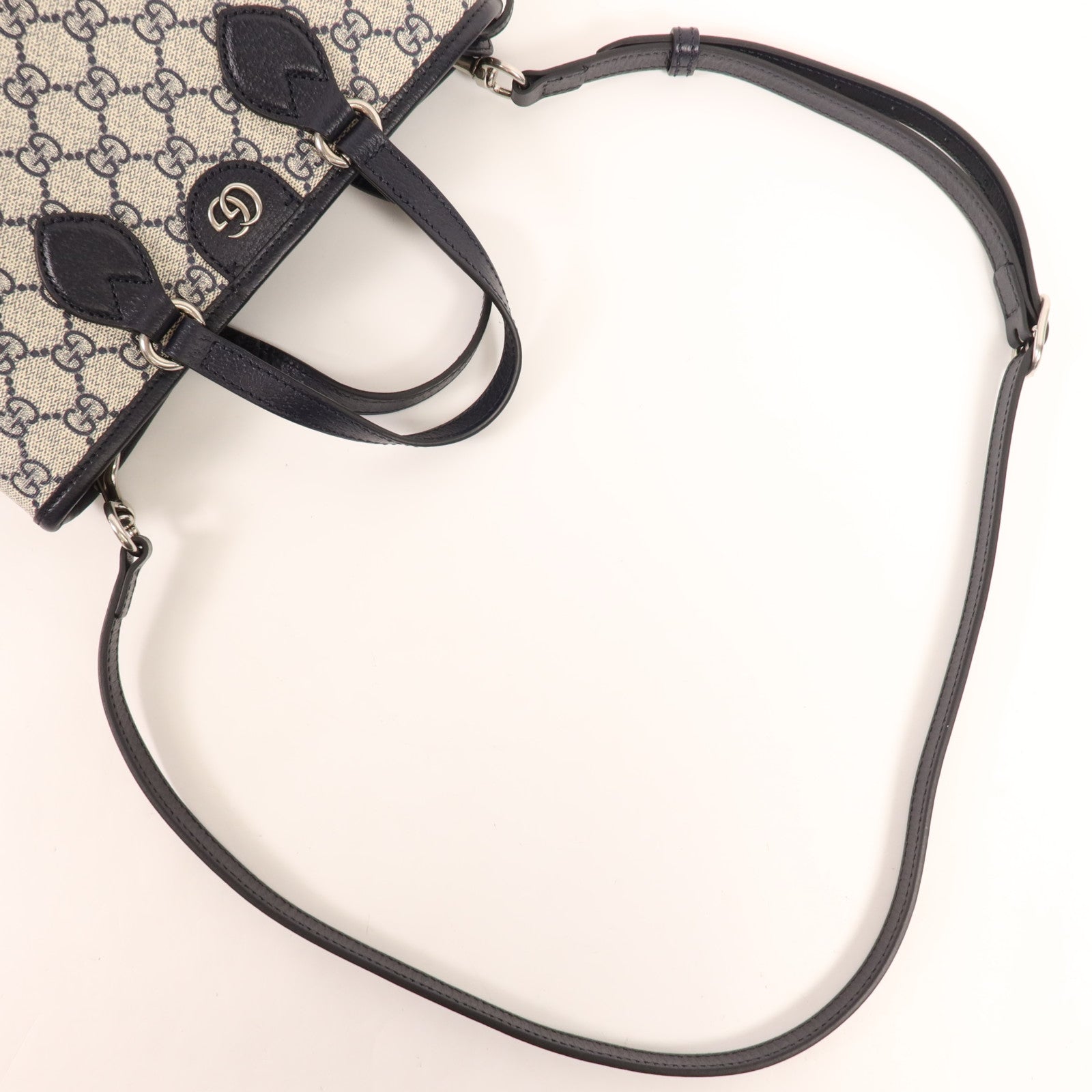 GUCCI 塗層帆布Shoulder Bag銀扣手挽肩背兩用袋