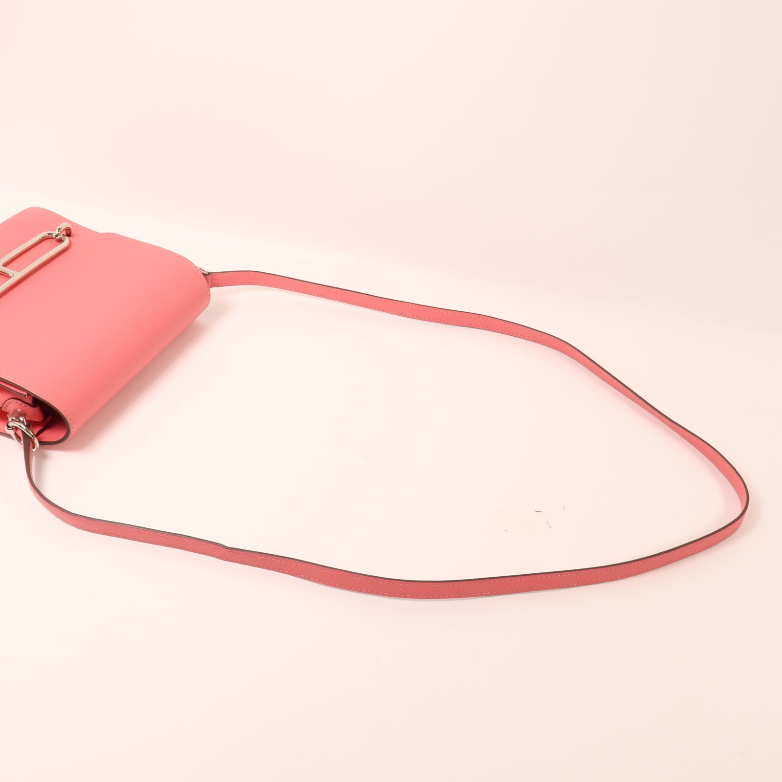 HERMES Evercolor皮革Roulis Mini肩背袋Rose Azalee/Rough H