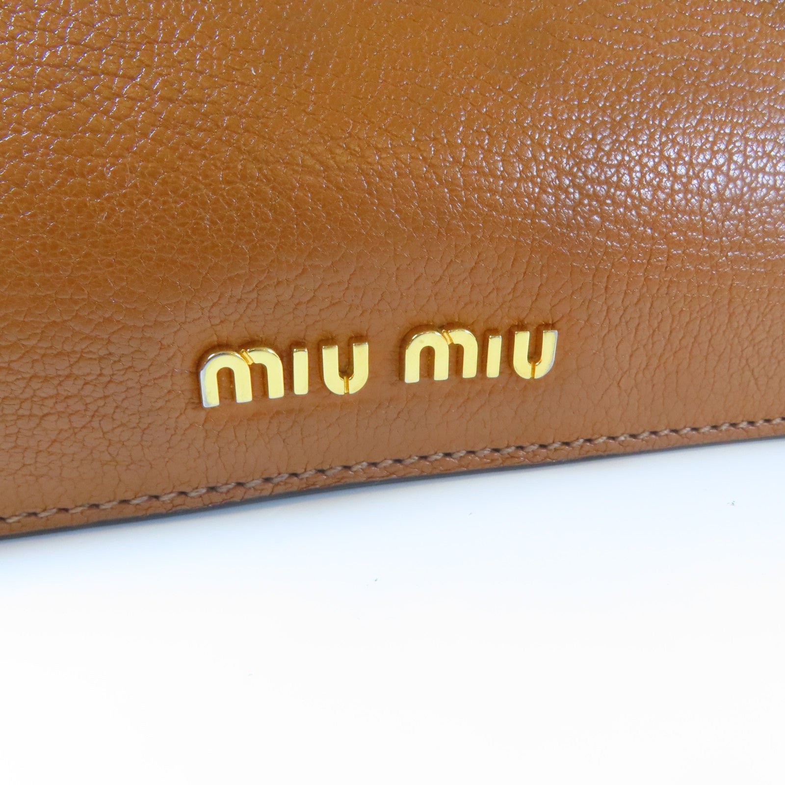 Miu Miu 牛皮皮革2 Way Shoulder金扣手挽肩背兩用袋啡色