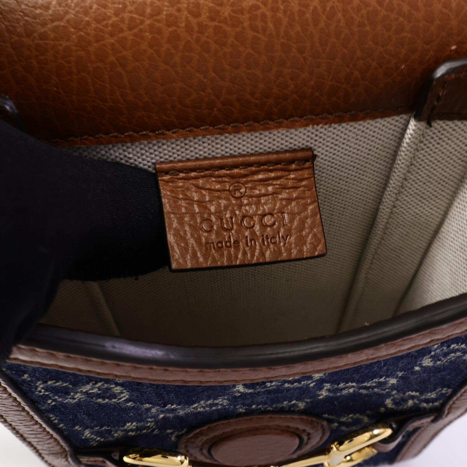 GUCCI 【激減優惠】皮革/牛仔布Horsebit 1955 Mini肩背袋