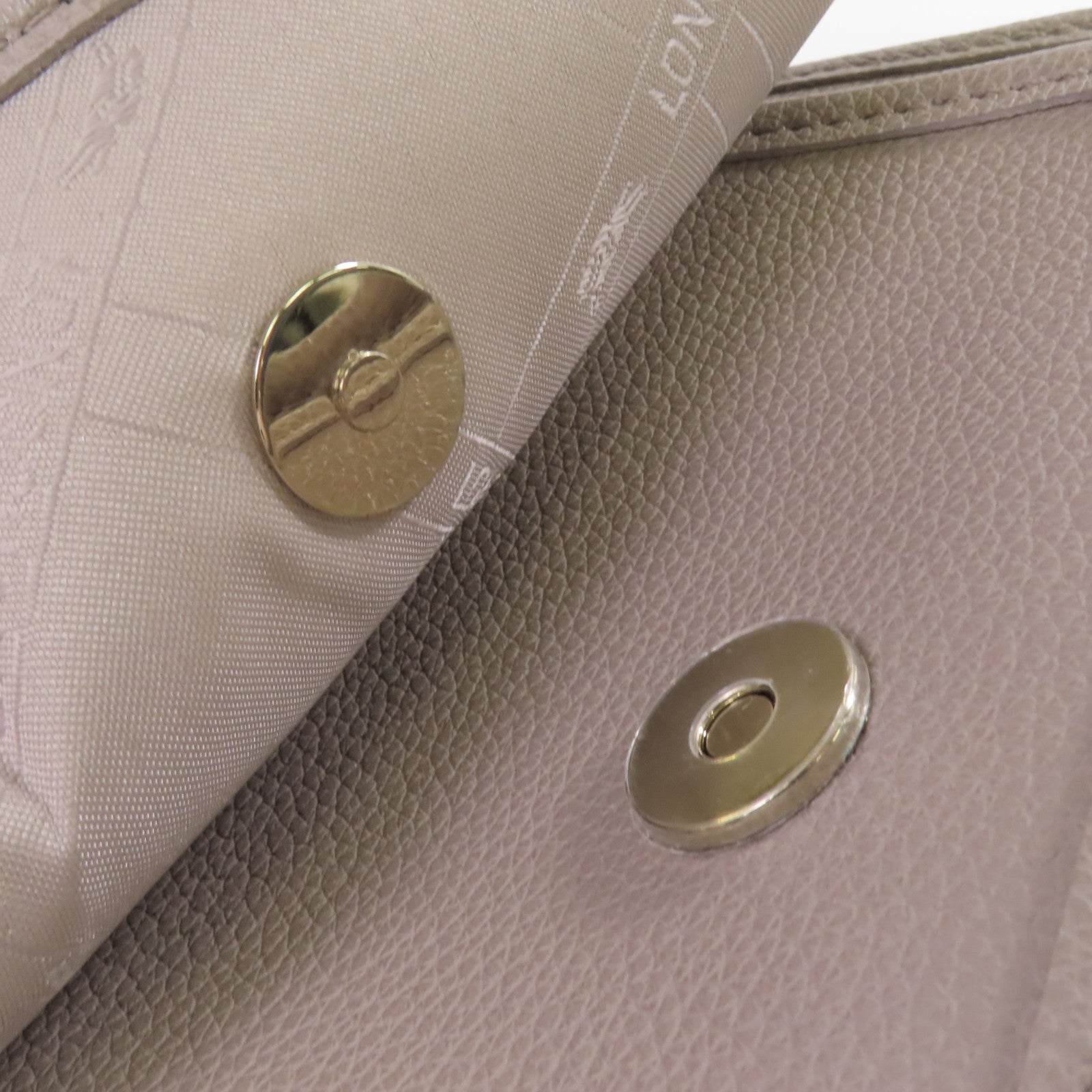 Longchamp 牛皮皮革Shoulder Bag金扣肩背袋灰色