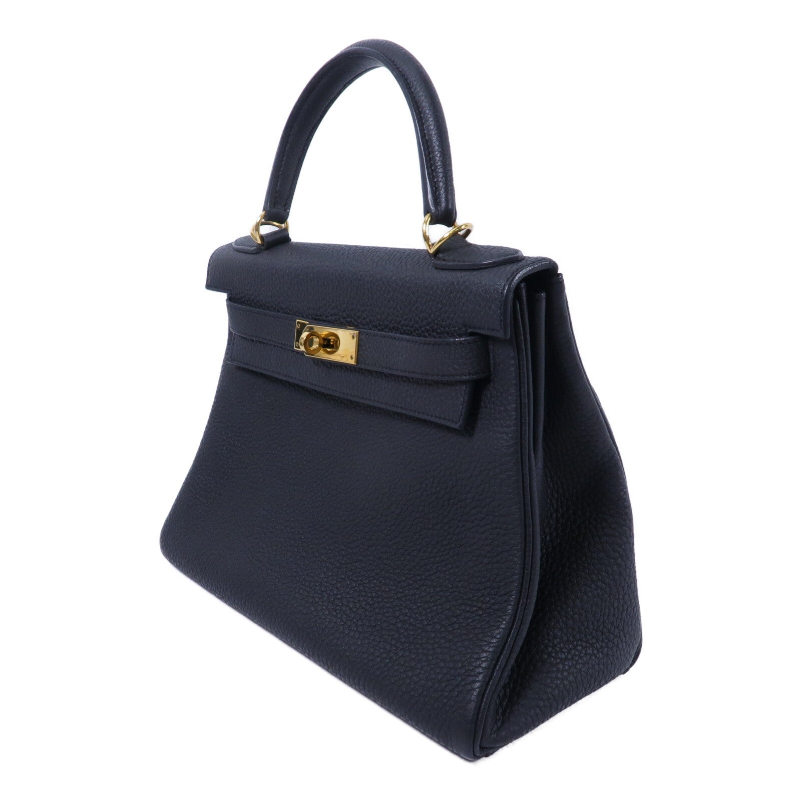 HERMES Clemence皮革Kelly 28手挽肩背兩用袋Noir