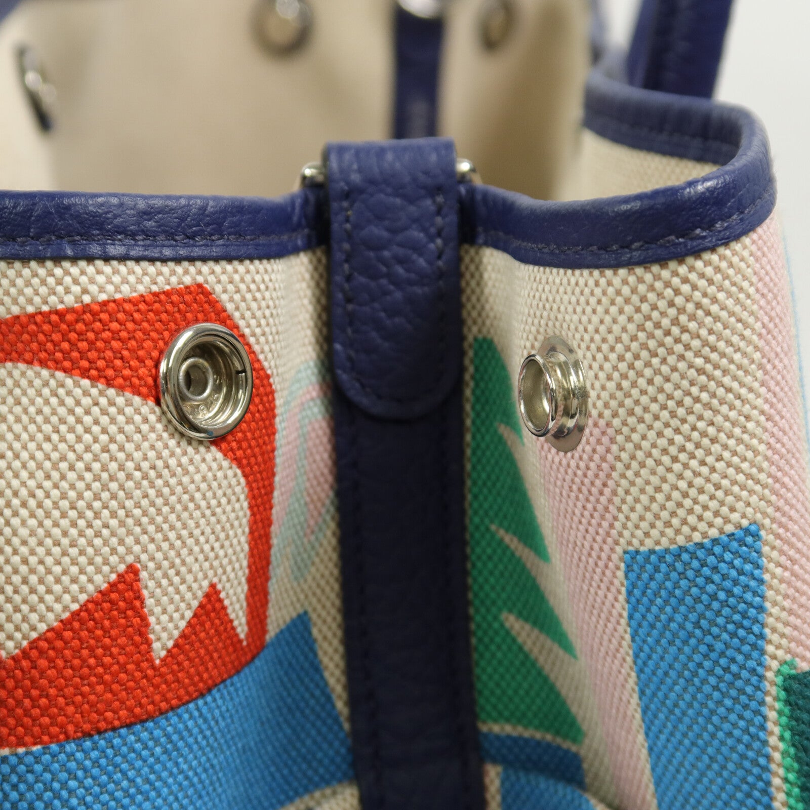 HERMES Canvas/Negonda皮革Garden Party PM Pocket手挽肩背兩用袋Multi Color