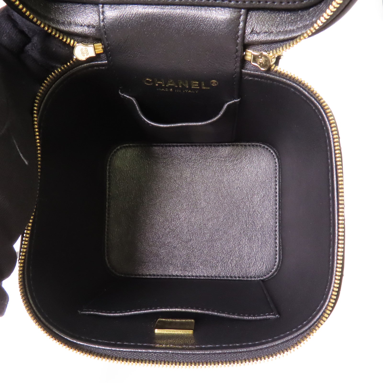CHANEL 羊皮皮革Vanity Case金扣鏈帶手挽肩背兩用袋